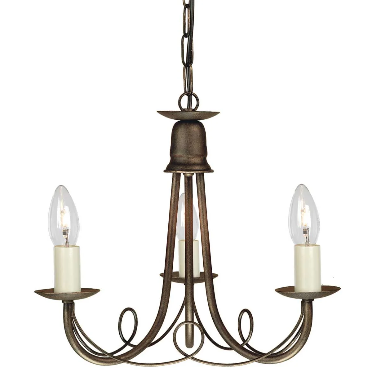 Kronleuchter Minster 3-flammig - Schwarz/Gold Patina