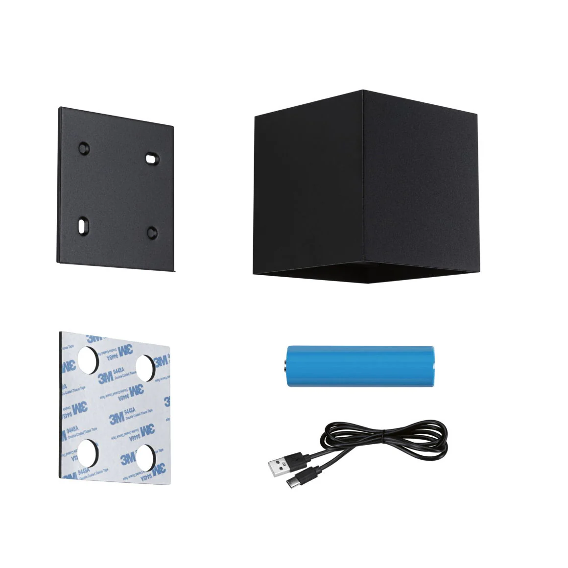 LED Akkuwandleuchte Nyara  IP44 3000K 100x100mm 2x1W / 1W Schwarz oder Weiß - Image 8