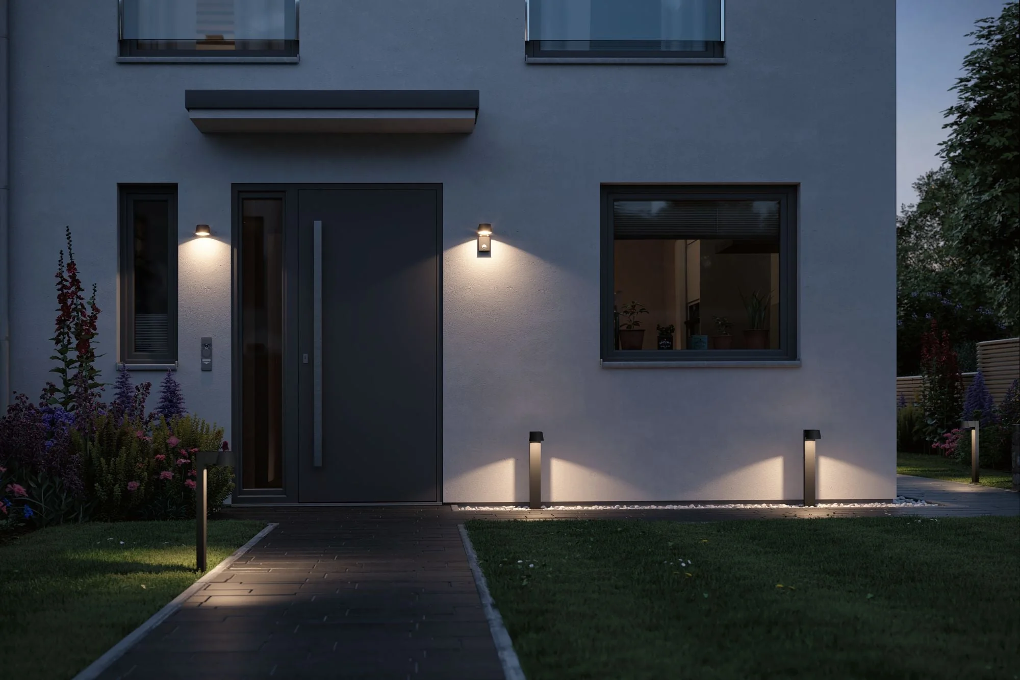 LED Außenwandleuchte Capera IP44 96x128mm 3000K 6W 500lm 230V Anthrazit Aluminium - Image 2