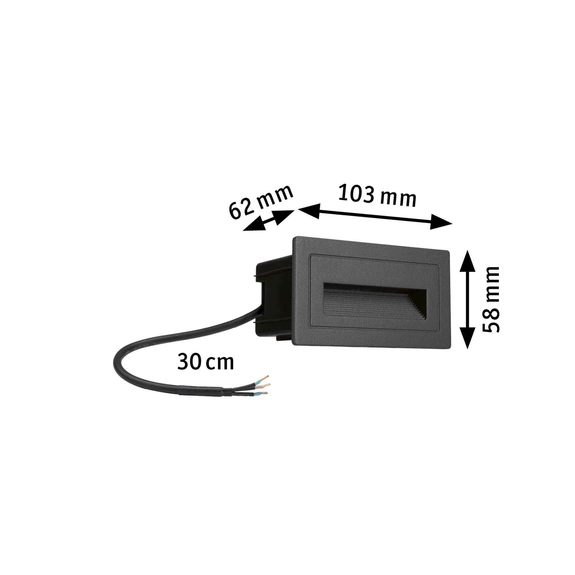 LED Außenwandleuchte Long IP44 eckig 103x58mm 3000K 4W 30lm 230V Schwarz Aluminium - Image 2