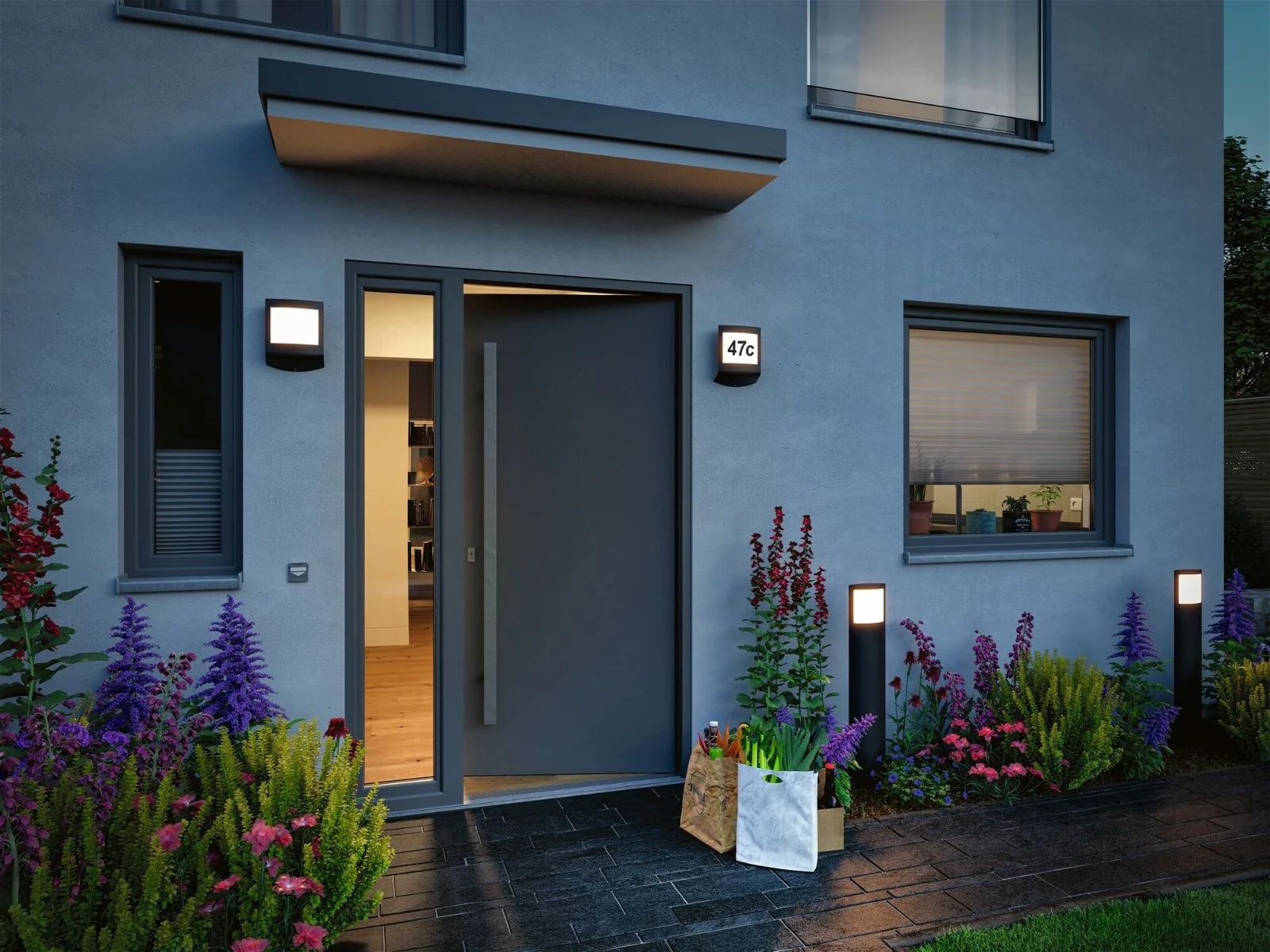 LED Außenwandleuchte Padea Dämmerungssensor Wandaufbauleuchte - Image 3