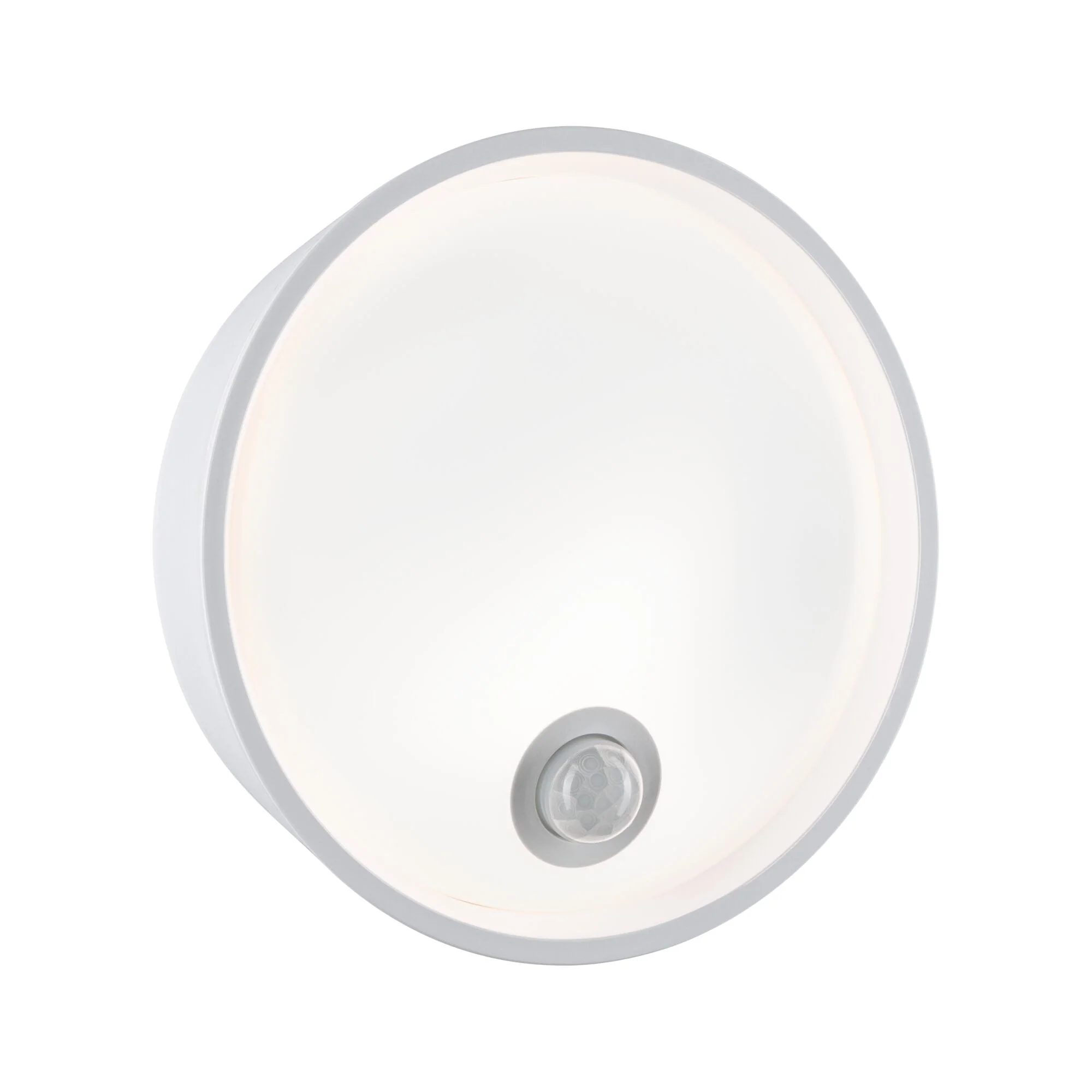 LED Außenwandleuchte Platomo Bewegungsmelder seewasserresistent IP44 rund 180mm 3000K 14,5W 1200lm 230V Weiß Kunststoff