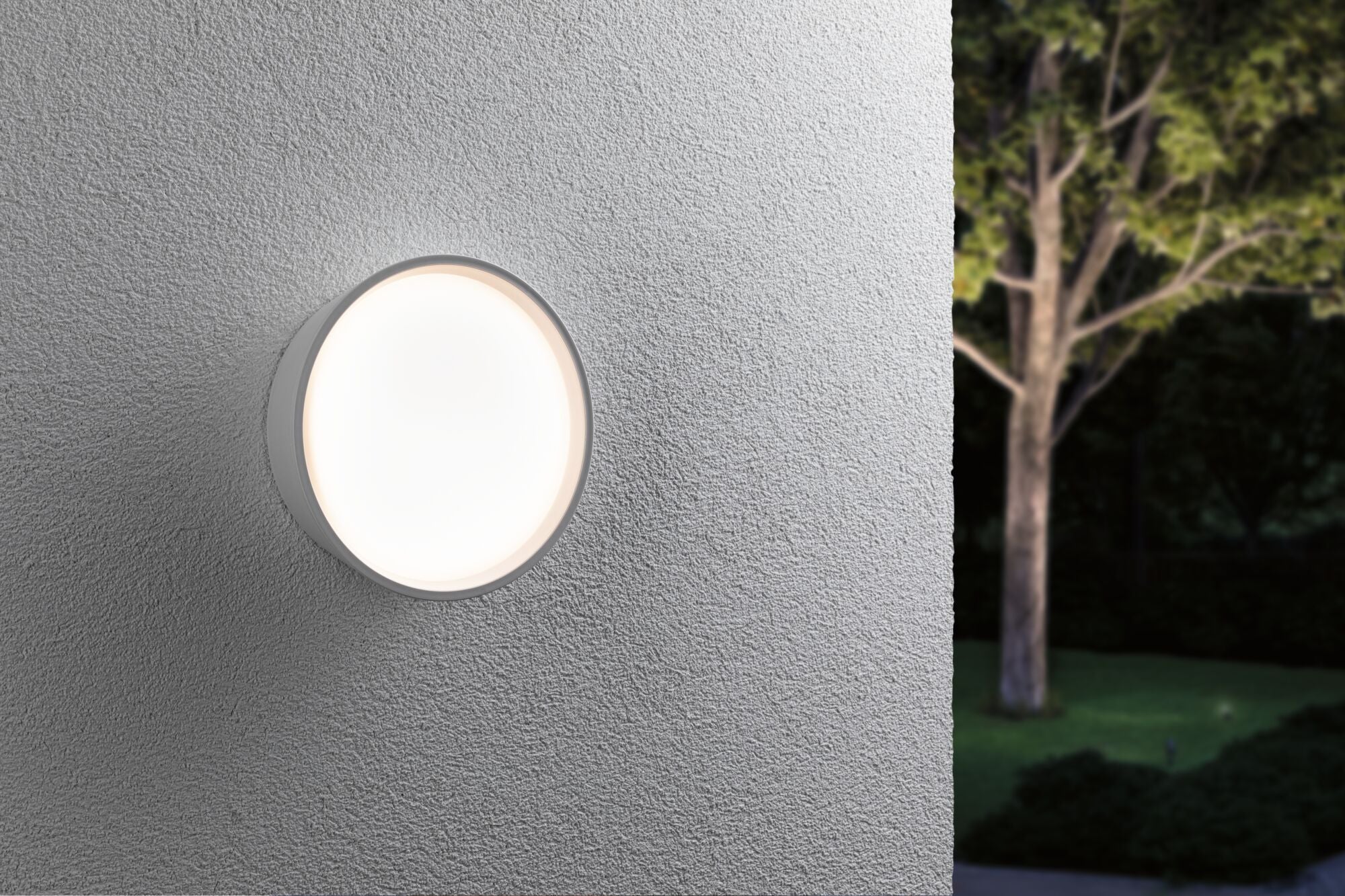 LED Außenwandleuchte Platomo  seewasserresistent IP44 rund 180mm 3000K 14,5W 1200lm 230V Weiß Kunststoff - Image 3