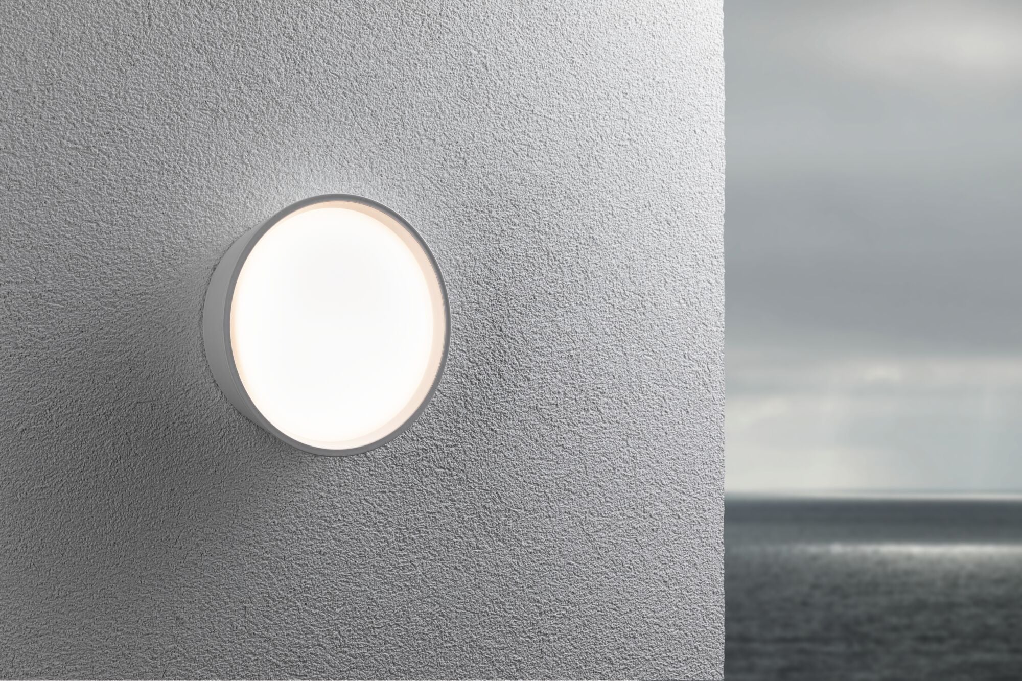 LED Außenwandleuchte Platomo  seewasserresistent IP44 rund 180mm 3000K 14,5W 1200lm 230V Weiß Kunststoff - Image 4