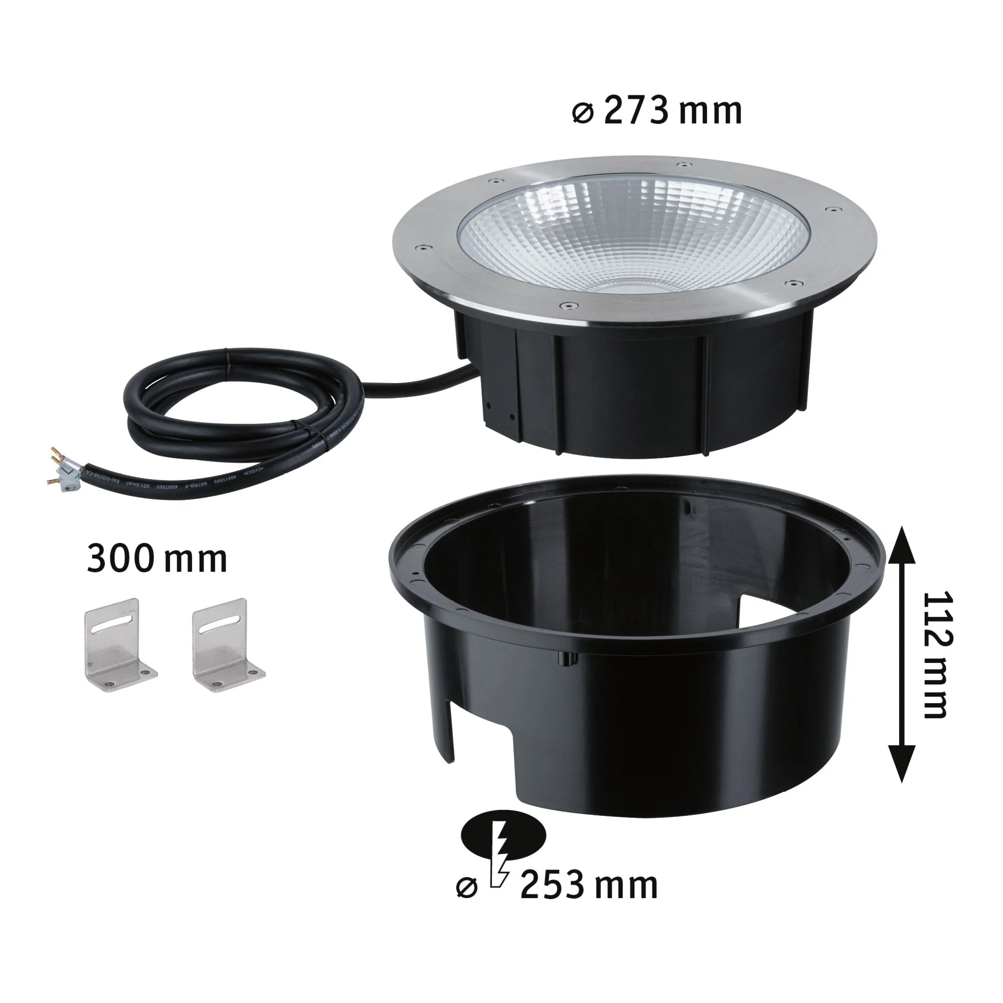 LED Bodeneinbauleuchte Durea IP67 rund 273mm 3000K 15W 1040lm 230V Edelstahl Metall - Image 3