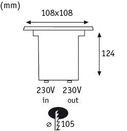 LED Bodeneinbauleuchte LED Bodeneinbauleuchte IP67 eckig 108x108mm 3000K 3,5W 230lm 230V Edelstahl Metall - Image 2