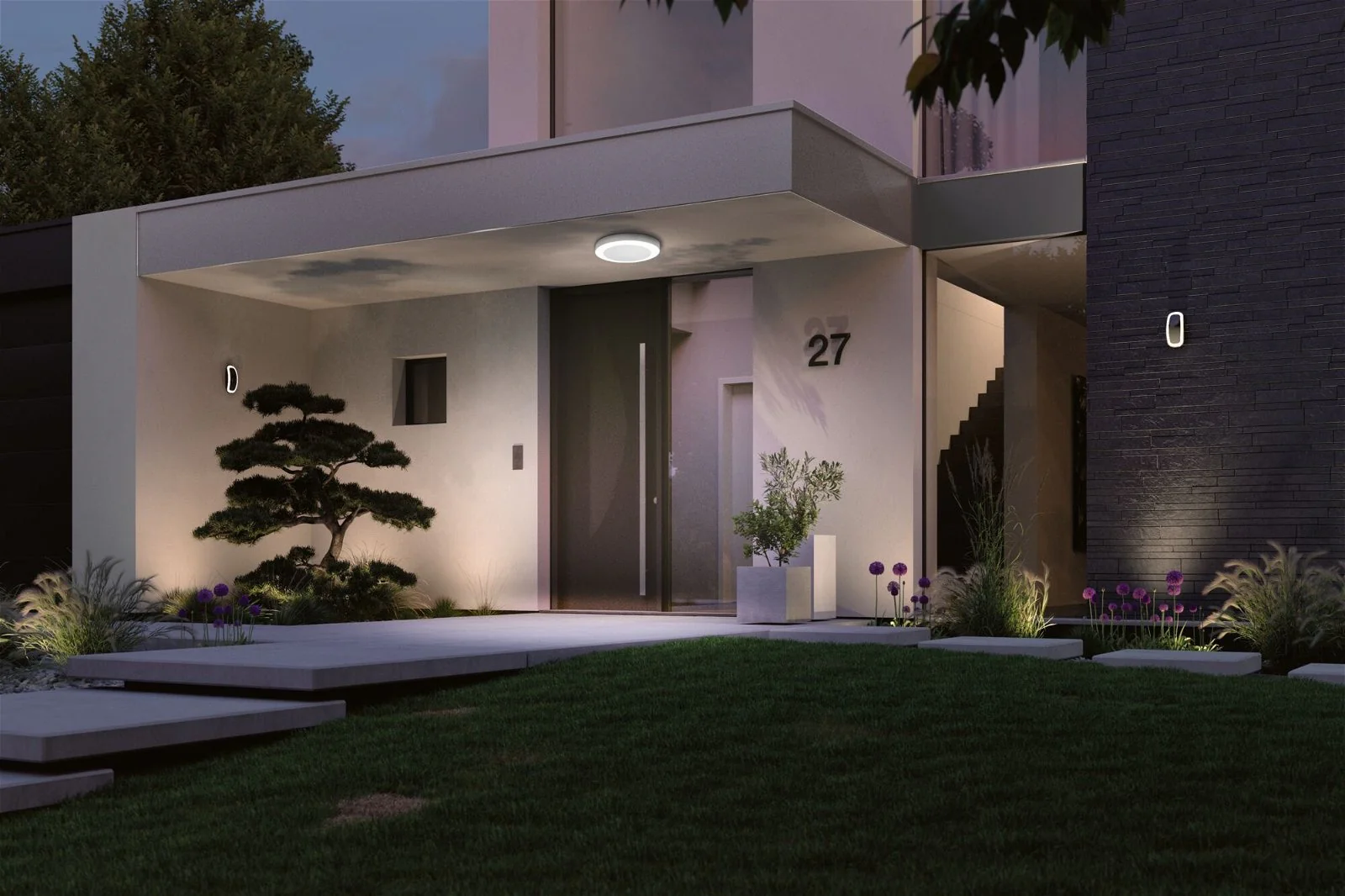 LED Deckenleuchte Circula Dämmerungssensor Bewegungsmelder seewasserresistent  IP44 rund 320mm 3000K 14W 880lm 230V Weiß Kunststoff - Image 2