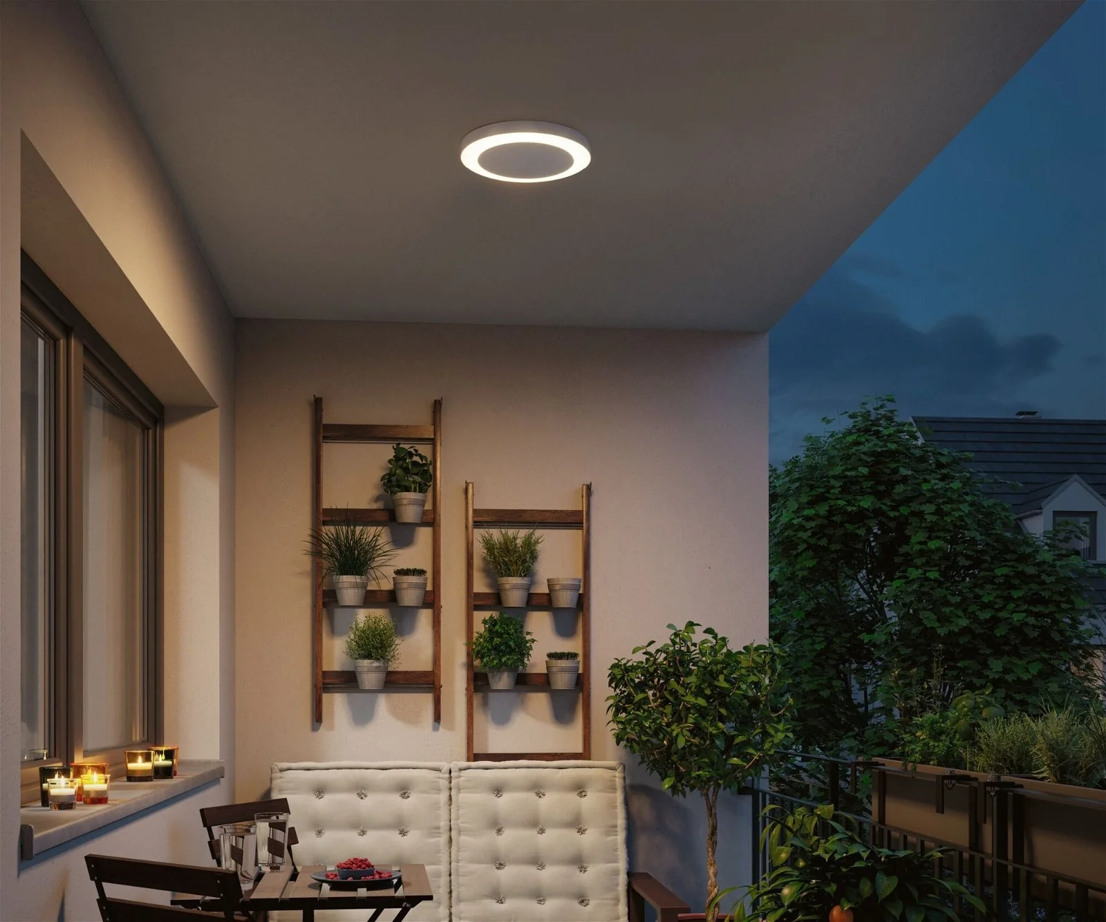 LED Deckenleuchte Circula Dämmerungssensor Bewegungsmelder seewasserresistent  IP44 rund 320mm 3000K 14W 880lm 230V Weiß Kunststoff - Image 3