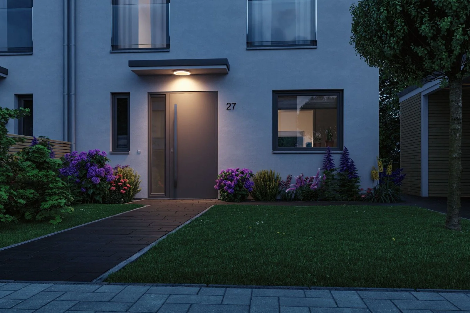 LED Deckenleuchte Circula Dämmerungssensor insektenfreundlich  IP44 rund 320mm Tunable Warm 14W 880lm 230V Weiß Kunststoff Deckenaufbauleuchte - Image 3