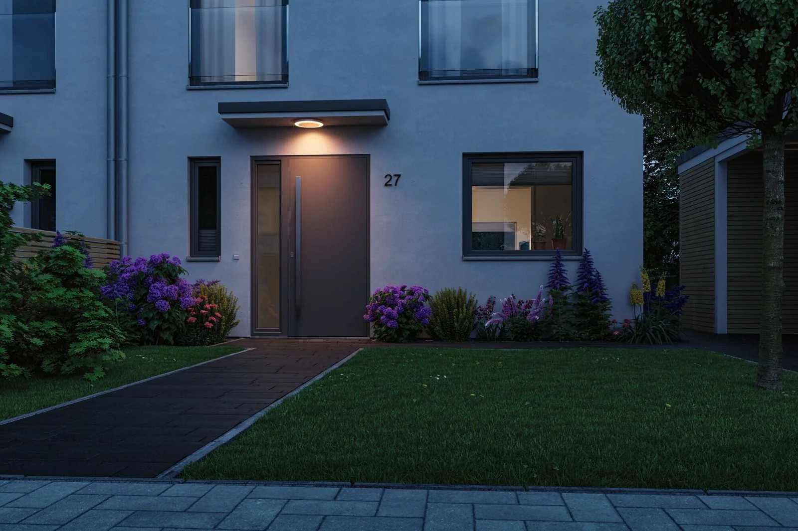 LED Deckenleuchte Circula Dämmerungssensor insektenfreundlich  IP44 rund 320mm Tunable Warm 14W 880lm 230V Weiß Kunststoff Deckenaufbauleuchte - Image 4