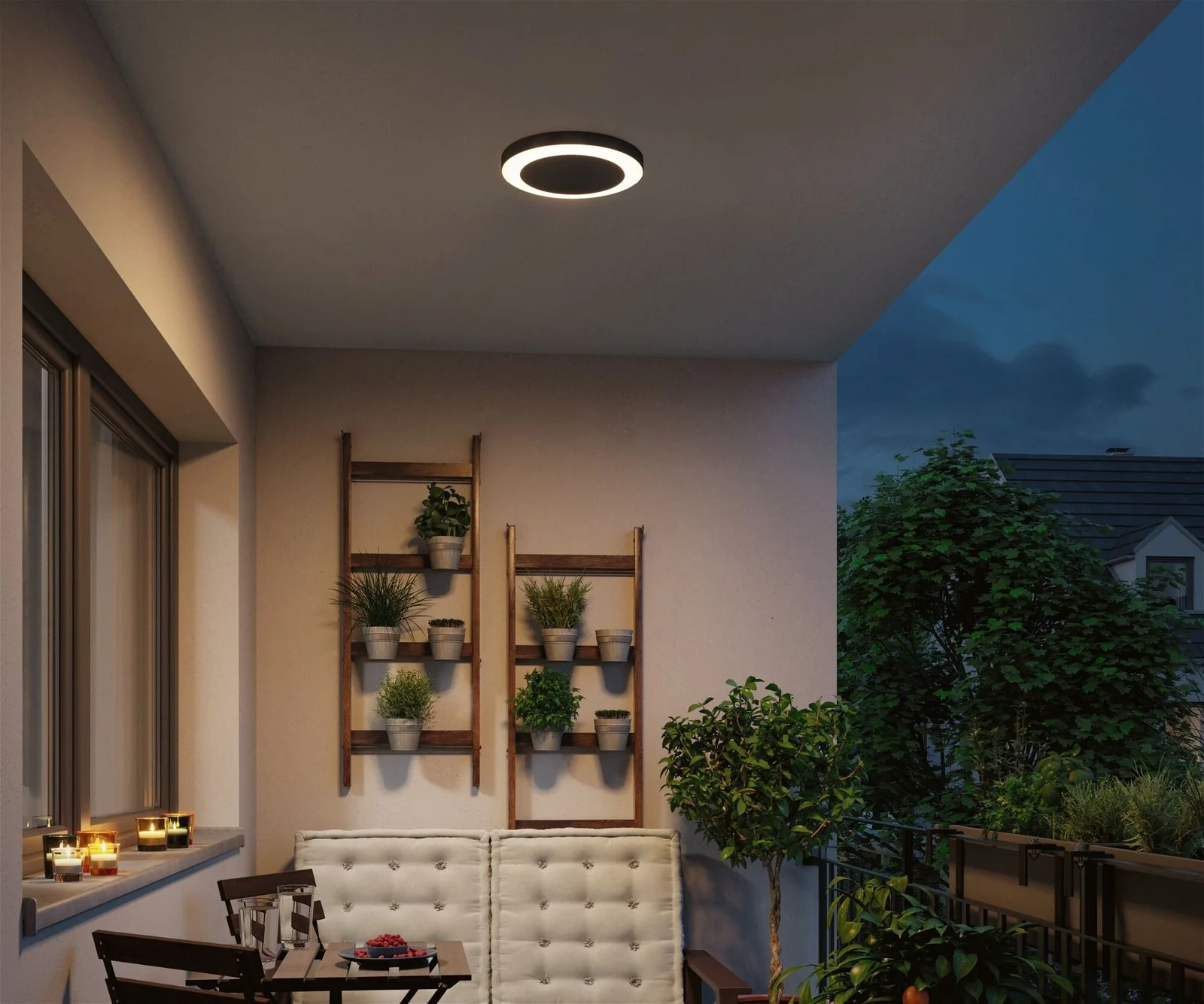 LED Deckenleuchte Circula Dämmerungssensor Bewegungsmelder seewasserresistent IP44 rund 320mm 3000K 14W 880lm 230V Anthrazit Kunststoff Deckenaufbauleuchte - Image 3