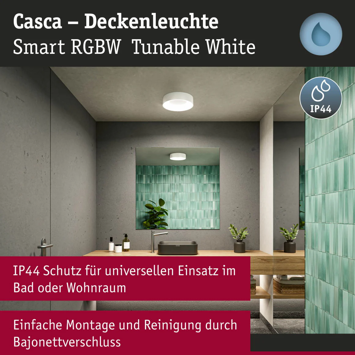 LED Deckenleuchte Smart Home Zigbee 3.0 Casca  IP44 RGBW+ 1750lm 230V 20W dimmbar Weiß matt - Image 6