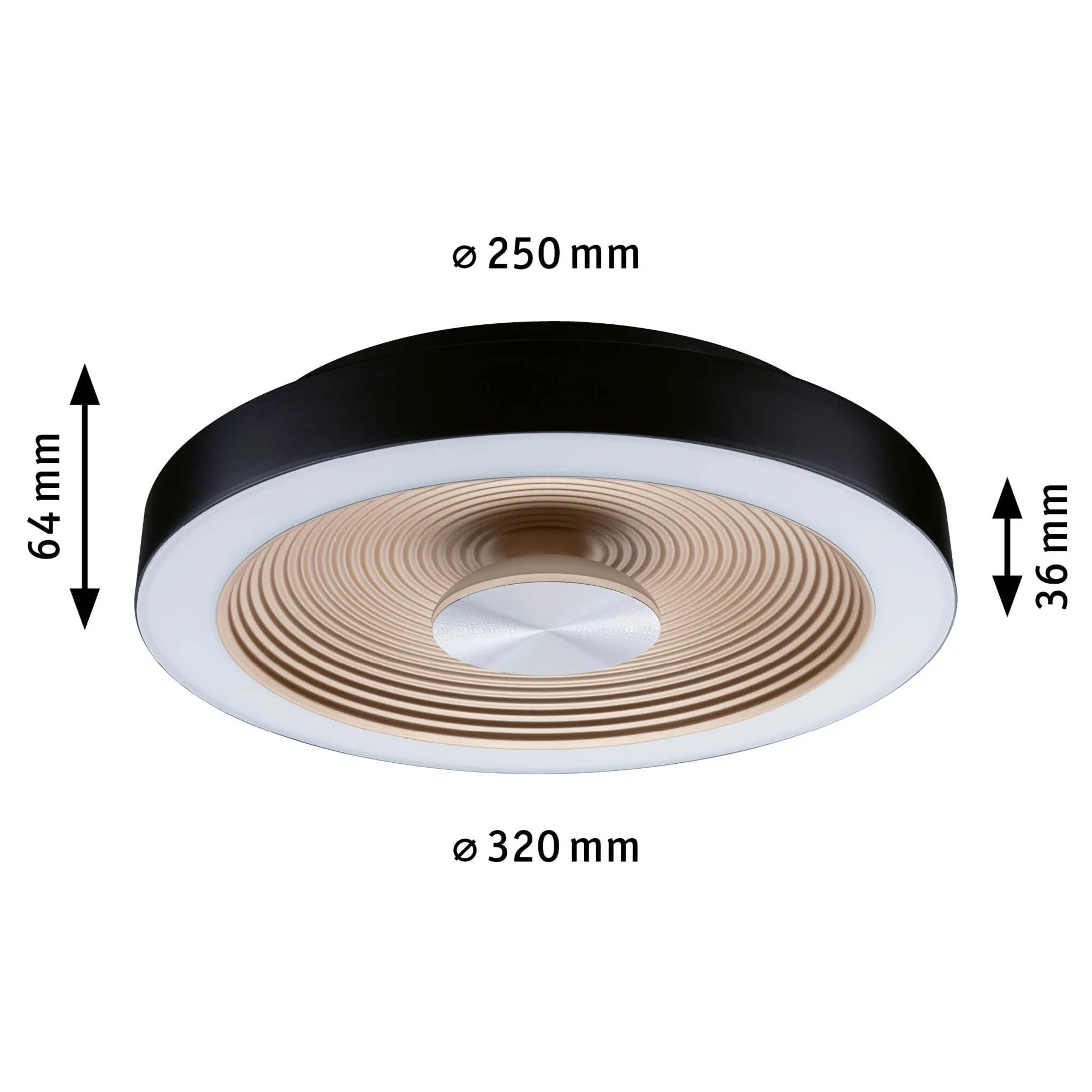LED Deckenleuchte Volea IP44 3000K 470lm / 1650lm 230V 3,5 / 1x13W dimmbar Schwarz/Gold - Image 2