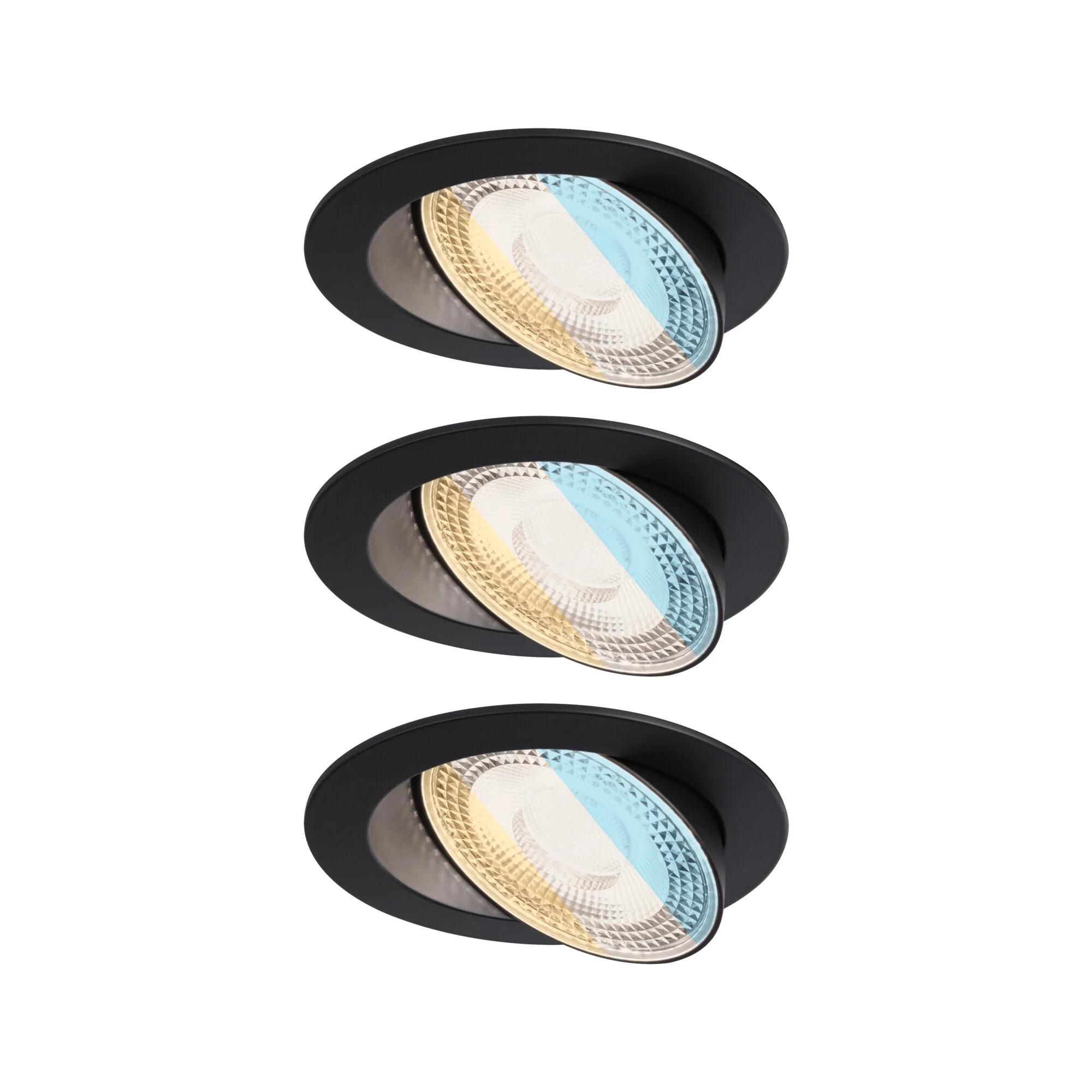 LED Einbauleuchte Aumus 3er-Set rund 105mm 90° 3x5W 3x700lm 230V dimmbar 2700 - 6500K Schwarz