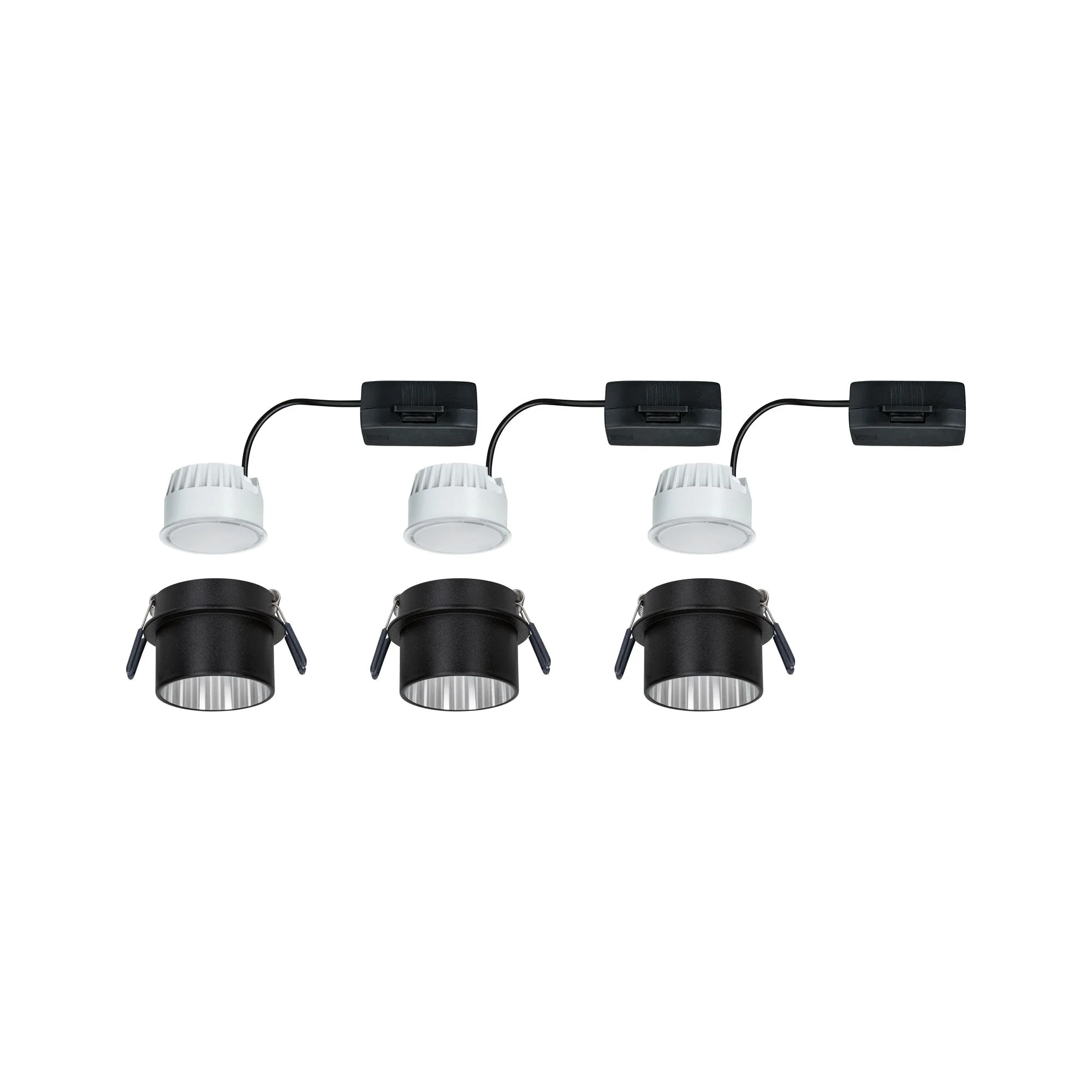 LED Einbauleuchte Gil Coin Basisset IP44 rund 68mm Coin 3x6W 3x470lm 230V dimmbar 2700K Schwarz matt/Eisen gebürstet - Image 7