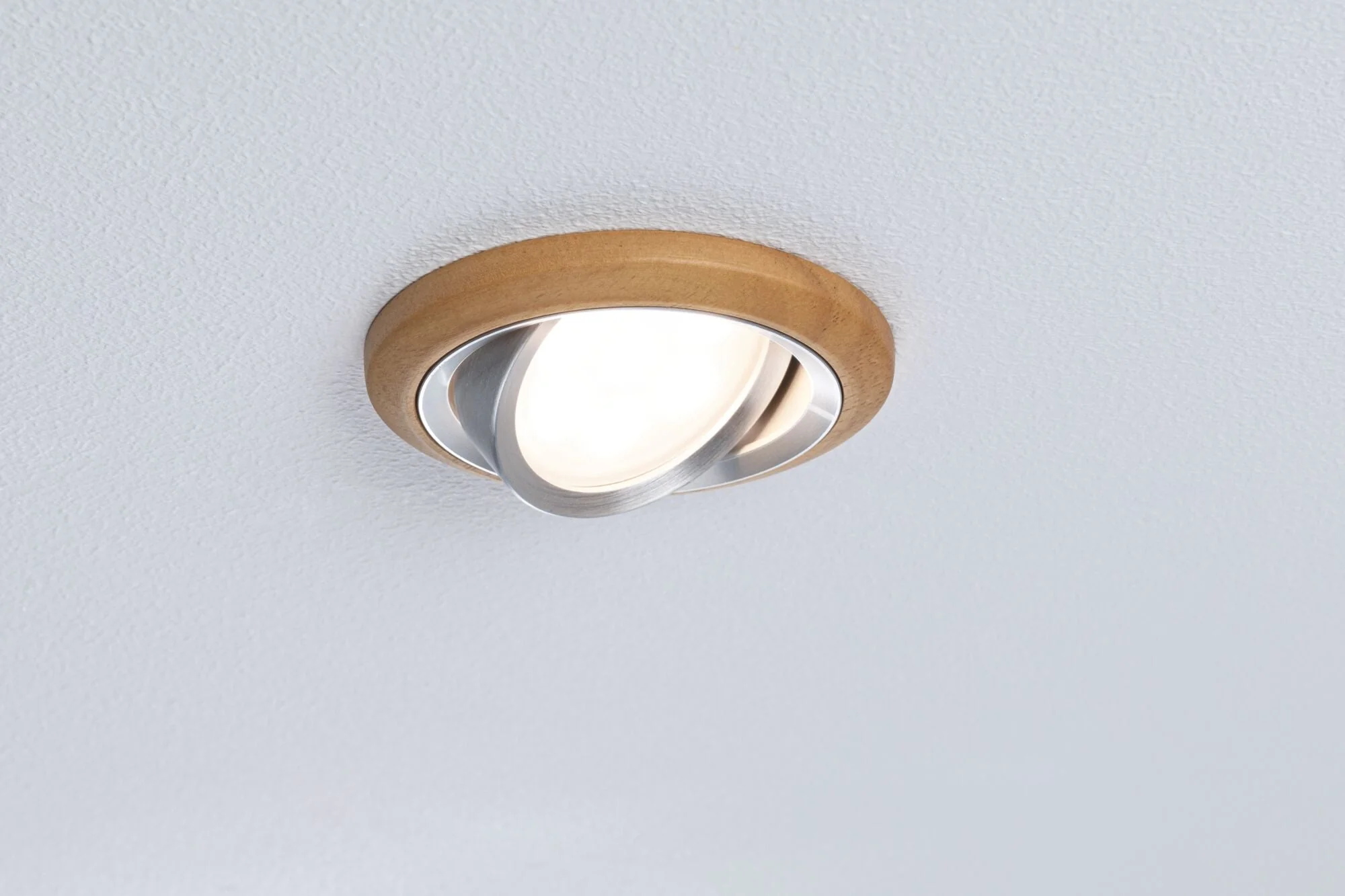 LED Einbauleuchte Lanati  3er-Set rund 84mm 30° Coin 3x6W 3x470lm 230V 2700K Holzoptik Eiche/Alu gedreht - Image 3