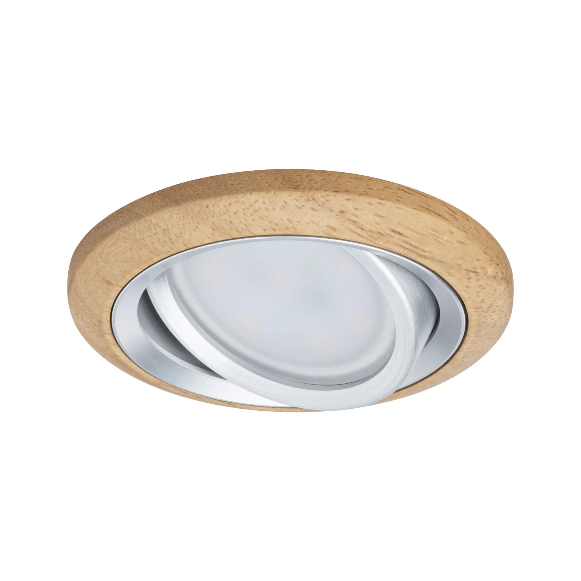 LED Einbauleuchte Lanati  3er-Set rund 84mm 30° Coin 3x6W 3x470lm 230V 2700K Holzoptik Eiche/Alu gedreht - Image 5