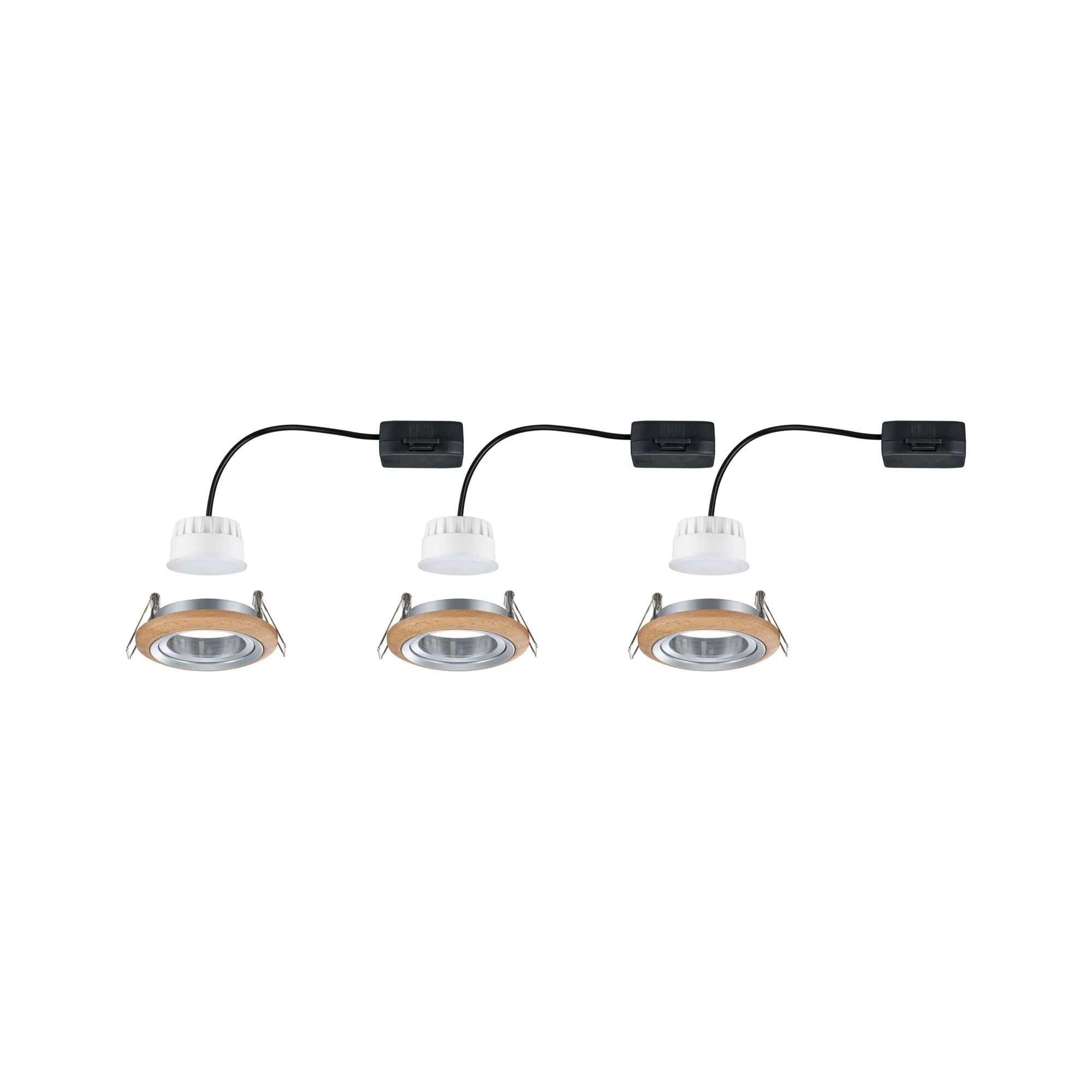 LED Einbauleuchte Lanati  3er-Set rund 84mm 30° Coin 3x6W 3x470lm 230V 2700K Holzoptik Eiche/Alu gedreht - Image 7