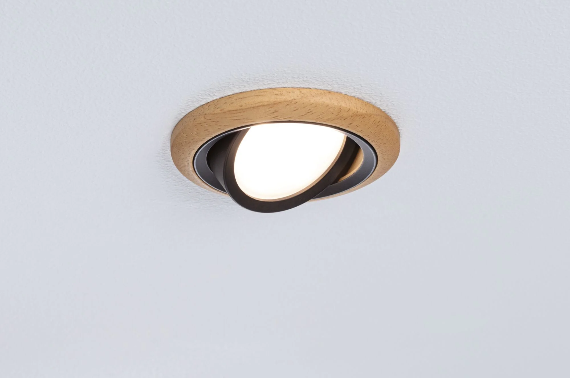 LED Einbauleuchte Lanati 3er-Set rund 84mm 30° Coin 3x6W 3x470lm 230V 2700K Holzoptik Eiche/Schwarz matt - Image 3