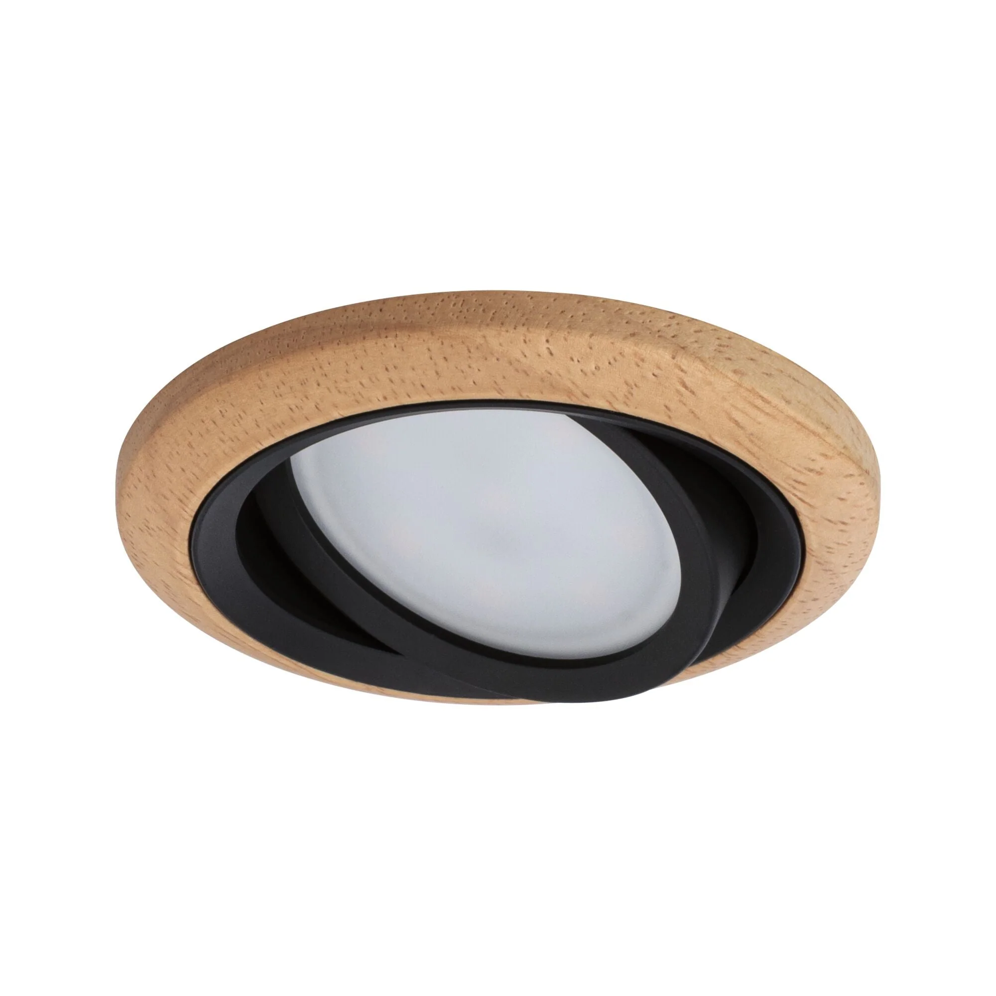 LED Einbauleuchte Lanati 3er-Set rund 84mm 30° Coin 3x6W 3x470lm 230V 2700K Holzoptik Eiche/Schwarz matt - Image 5