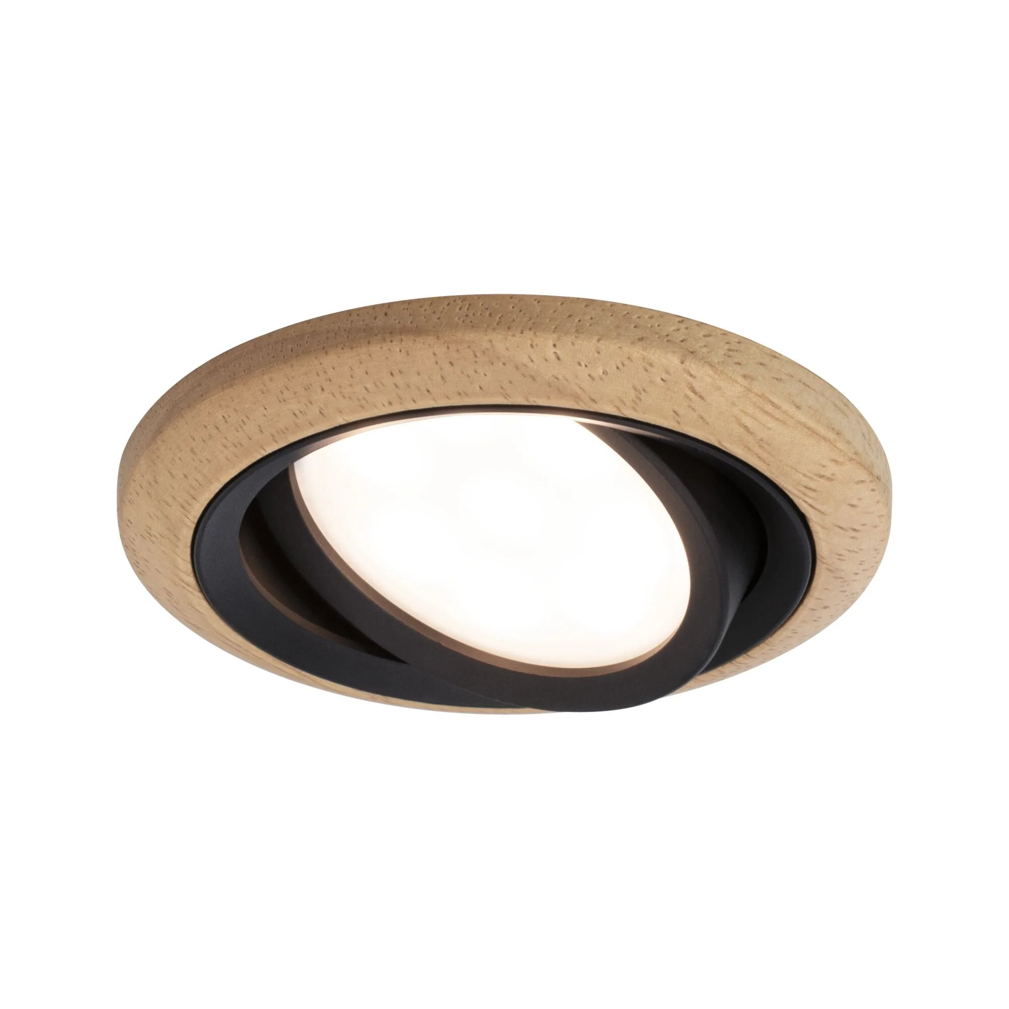 LED Einbauleuchte Lanati 3er-Set rund 84mm 30° Coin 3x6W 3x470lm 230V 2700K Holzoptik Eiche/Schwarz matt - Image 6