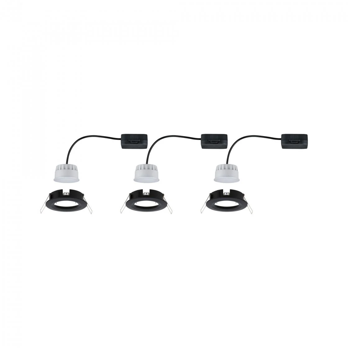 LED Einbauleuchte Nova Coin Basisset starr  IP44 rund 78mm Coin 3x6,5W 3x460lm 230V 2700K Schwarz matt - Image 4