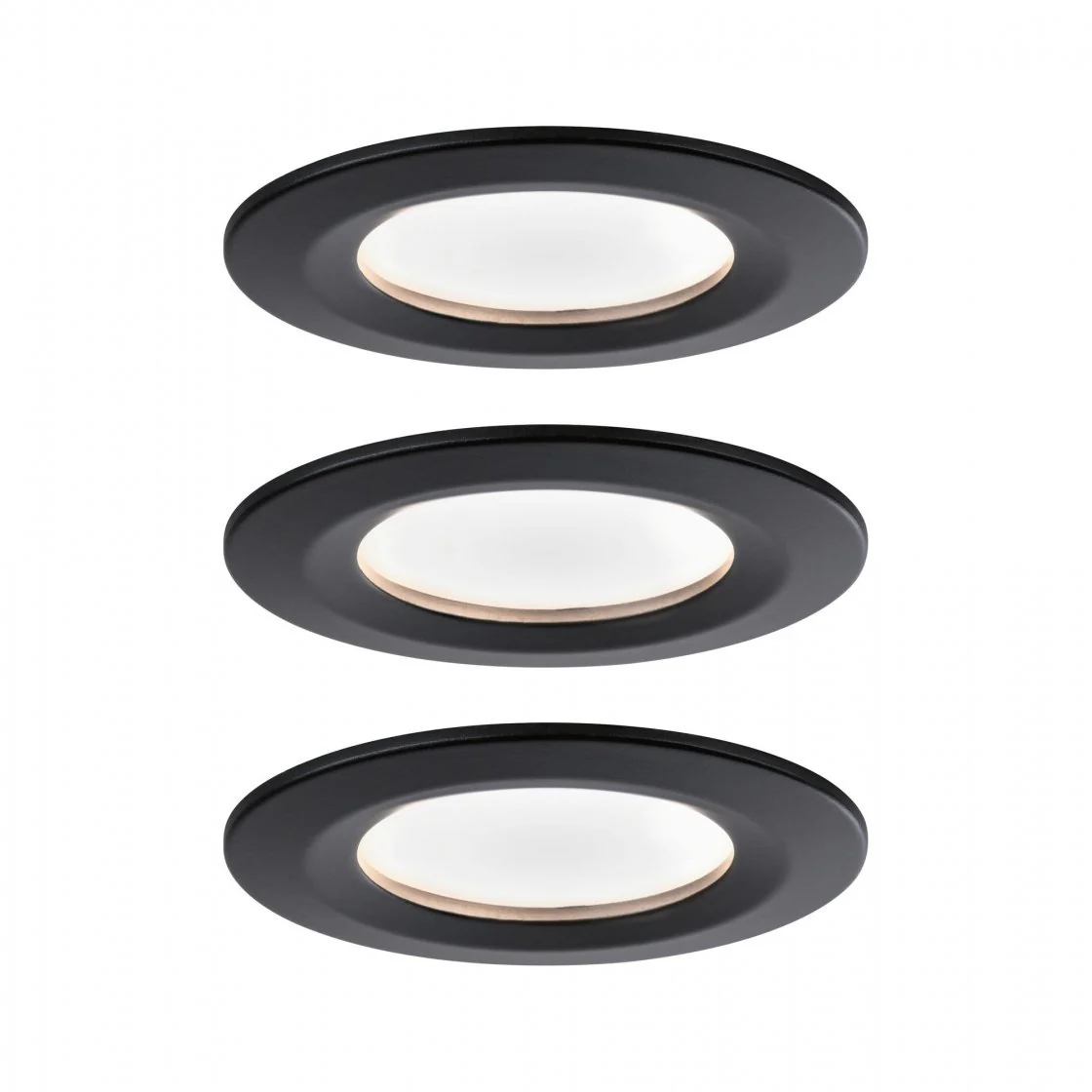 LED Einbauleuchte Nova Coin Basisset starr  IP44 rund 78mm Coin 3x6,5W 3x460lm 230V 2700K Schwarz matt