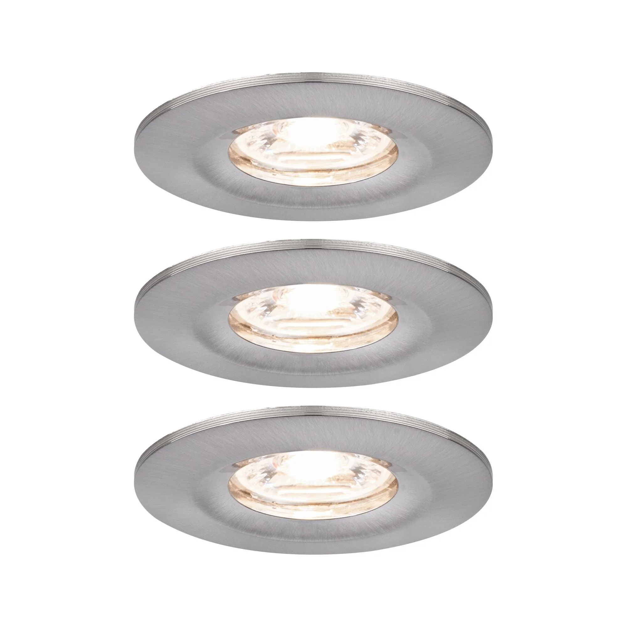 LED Einbauleuchte Nova Mini Coin Basisset starr IP44 rund 65mm Coin 3x4W 3x310lm 230V 2700K Eisen gebürstet - Image 2