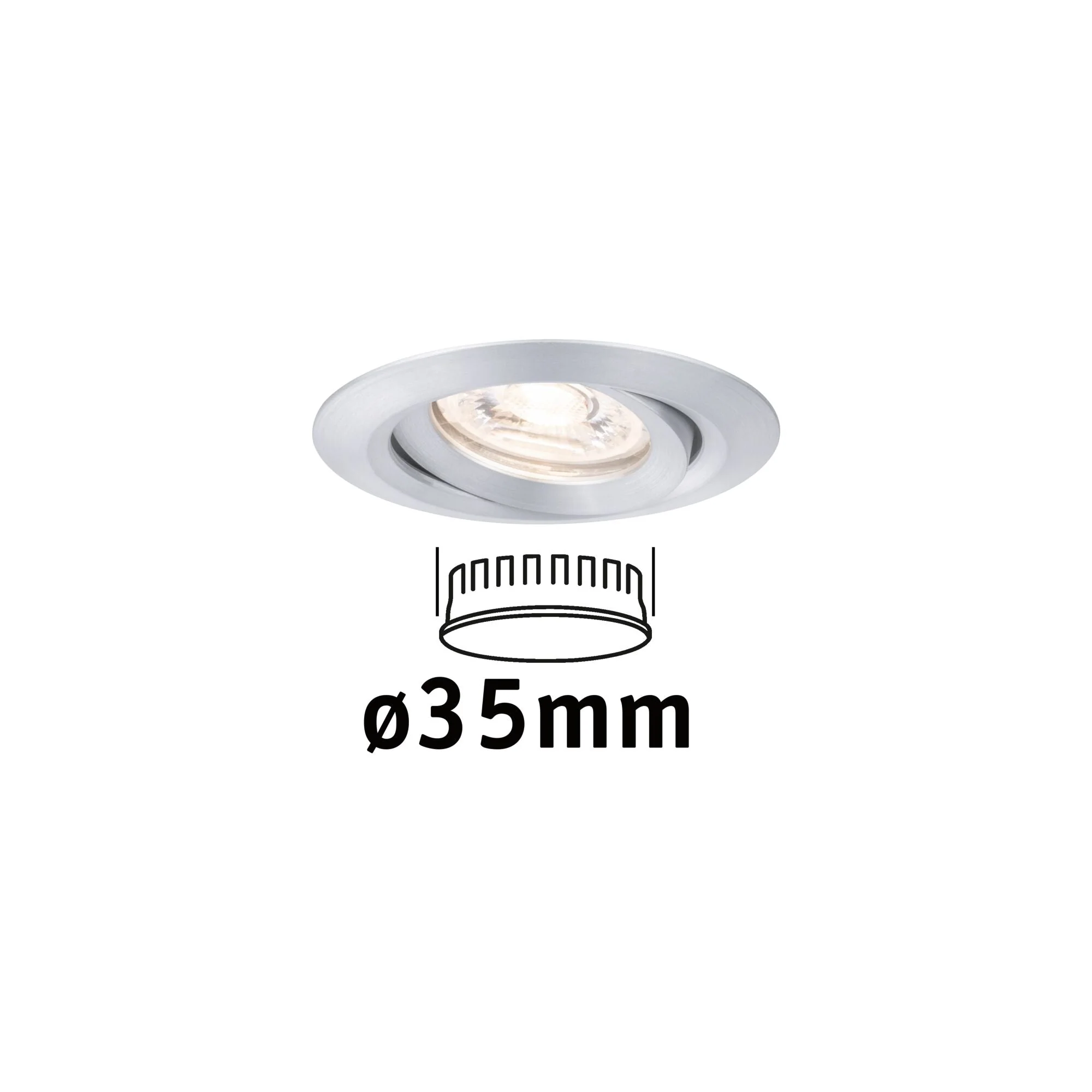 LED Einbauleuchte Nova Mini Coin Einzelleuchte schwenkbar rund 66mm 15° Coin 4W 310lm 230V 2700K Alu gedreht