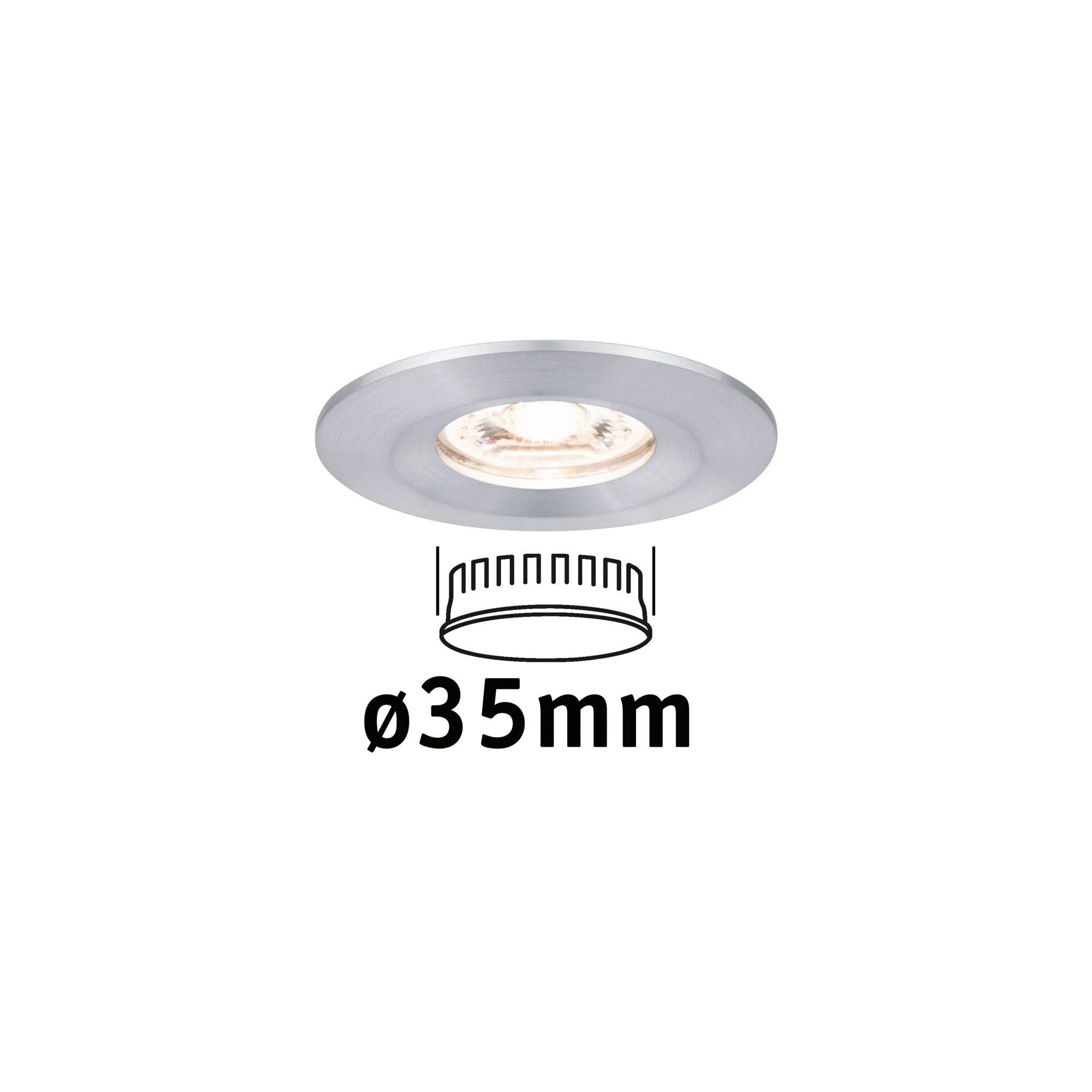 LED Einbauleuchte Nova Mini Coin Einzelleuchte starr IP44 rund 65mm Coin 4W 310lm 230V 2700K Alu gedreht