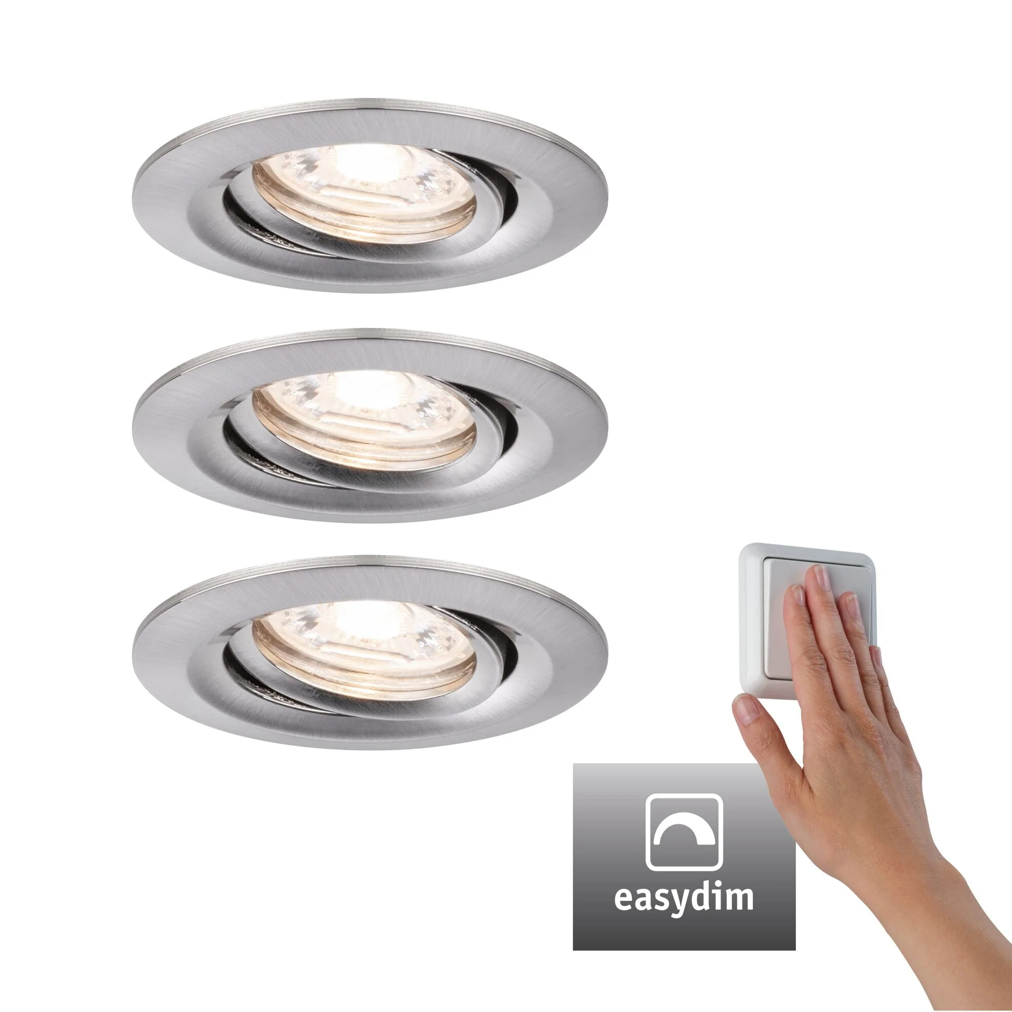 LED Einbauleuchte Nova Mini Plus Coin Basisset schwenkbar rund 66mm 15° Coin 3x4,2W 3x300lm 230V dimmbar 2700K Eisen gebürstet - Image 2