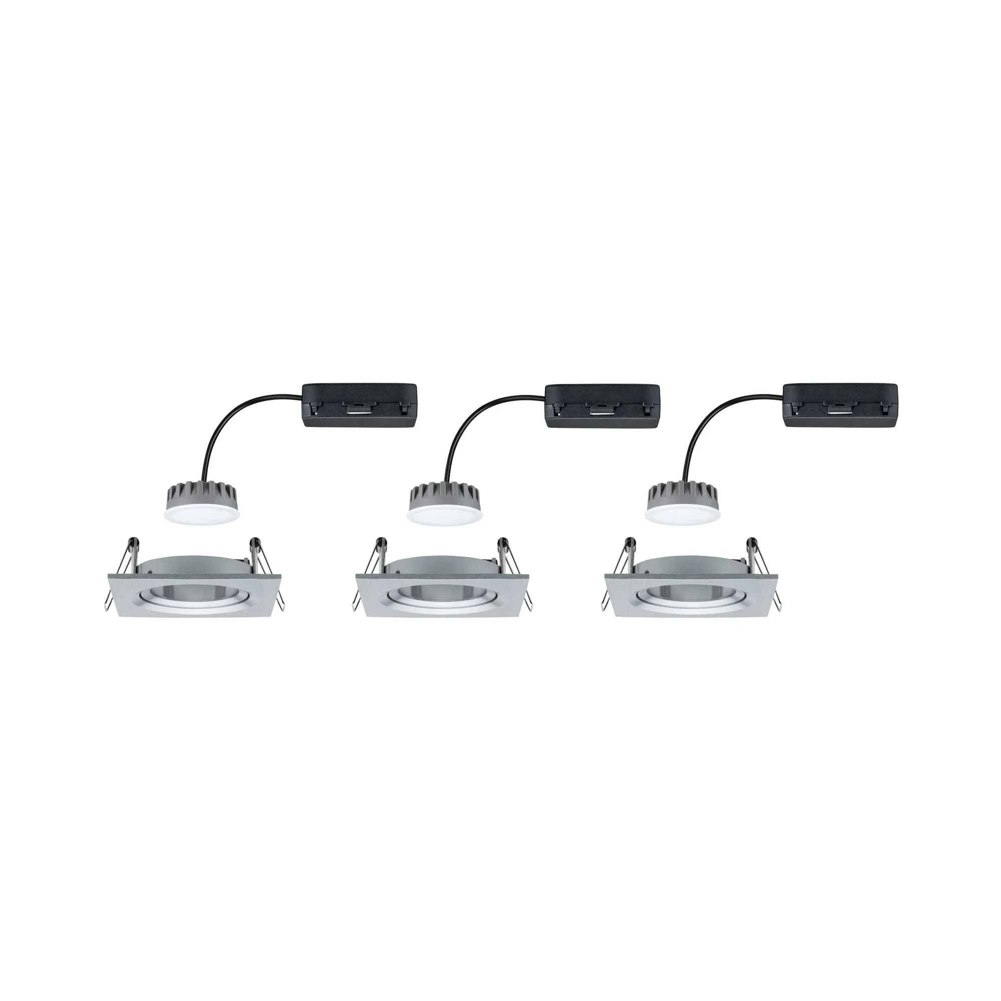 LED Einbauleuchte Nova Plus Coin Basisset schwenkbar eckig 84x84mm 50° Coin 3x6W 3x470lm 230V dimmbar 2700K Alu gedreht - Image 6