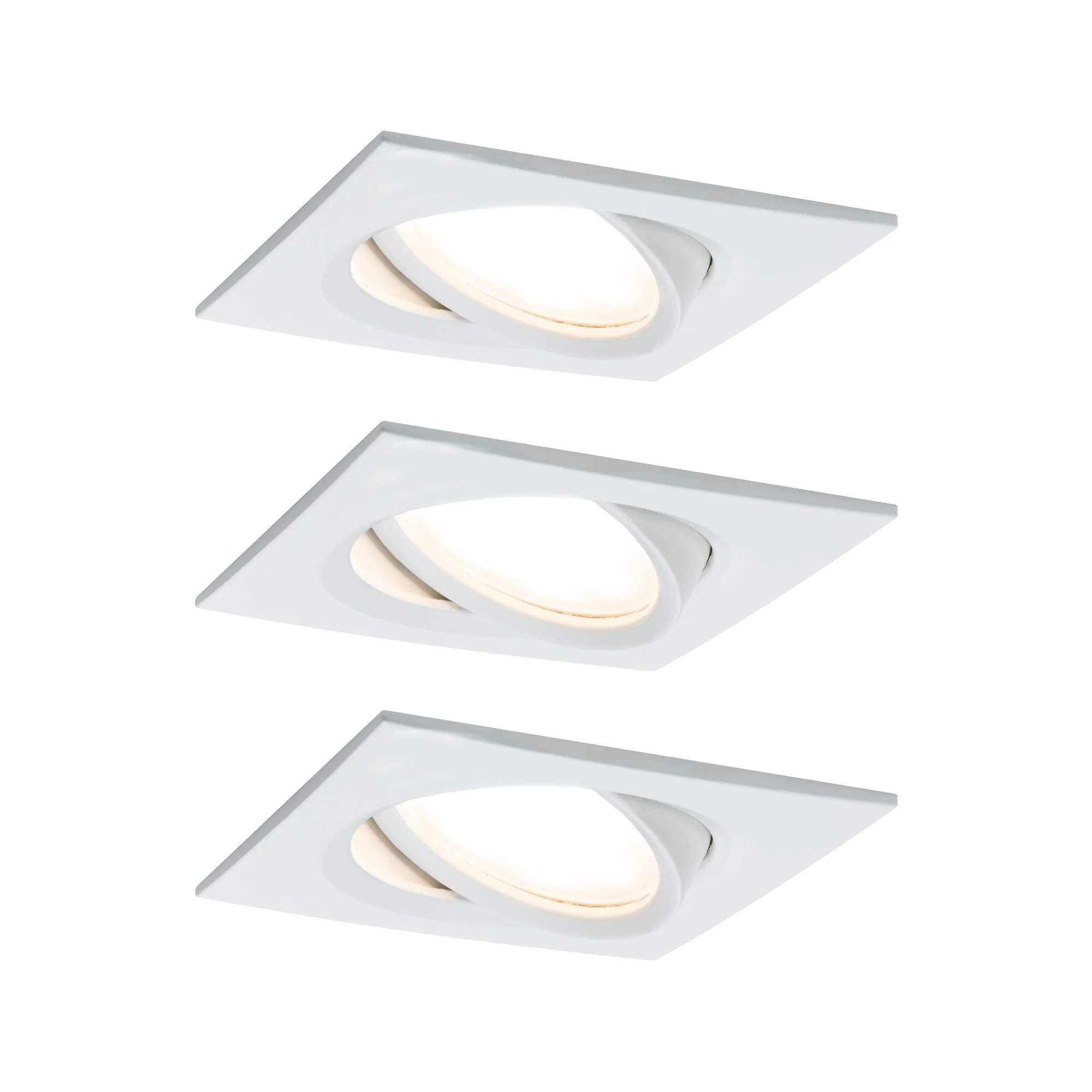 LED Einbauleuchte Nova Plus Coin Basisset schwenkbar eckig 84x84mm 50° Coin 3x6W 3x470lm 230V dimmbar 2700K Weiß matt