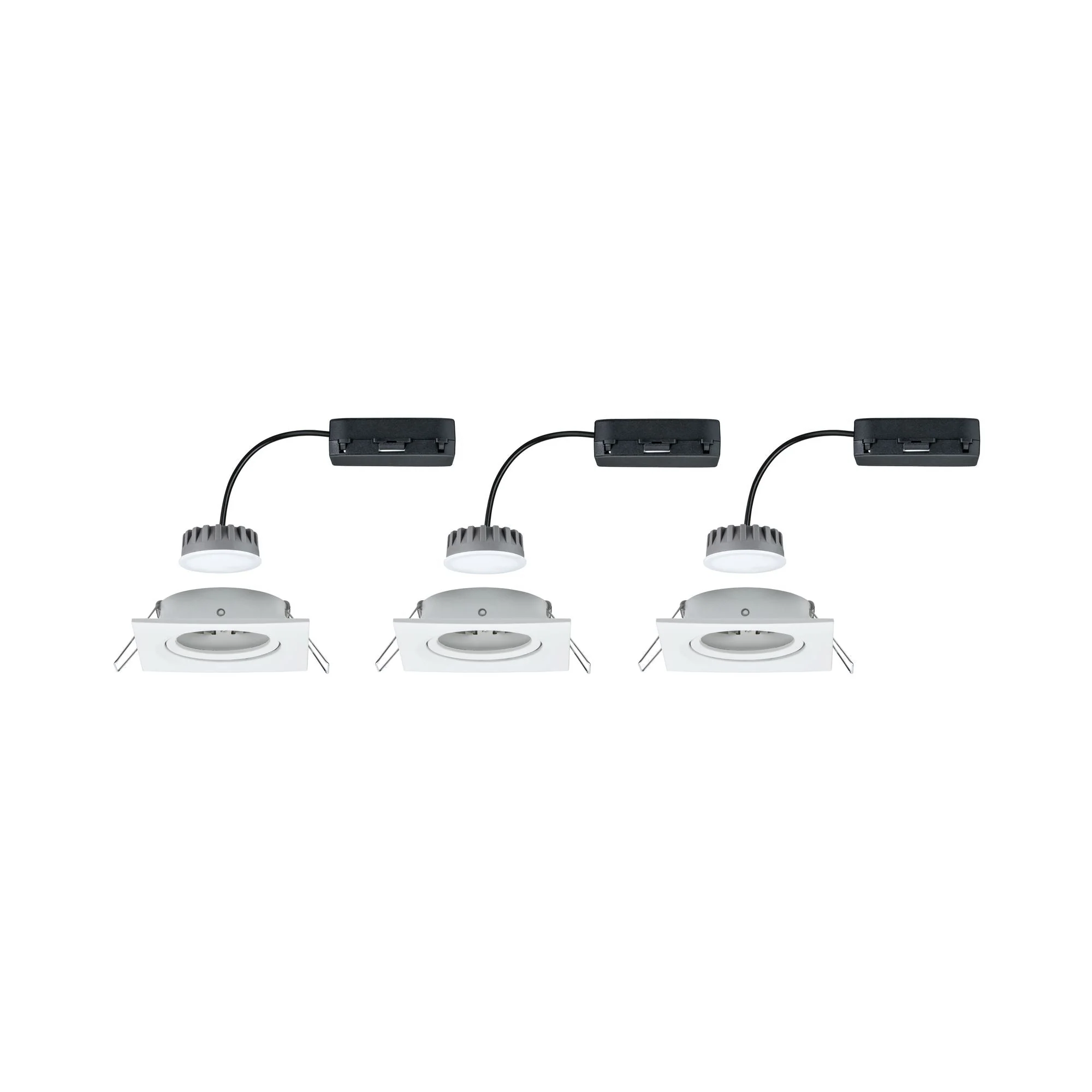 LED Einbauleuchte Nova Plus Coin Basisset schwenkbar eckig 84x84mm 50° Coin 3x6W 3x470lm 230V dimmbar 2700K Weiß matt - Image 6