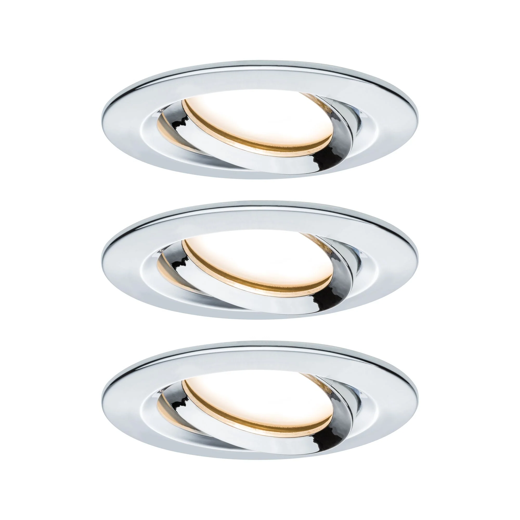 LED Einbauleuchte Nova Plus Coin Basisset schwenkbar IP65 rund 93mm 30° Coin 3x6W 3x470lm 230V dimmbar 2700K Chrom