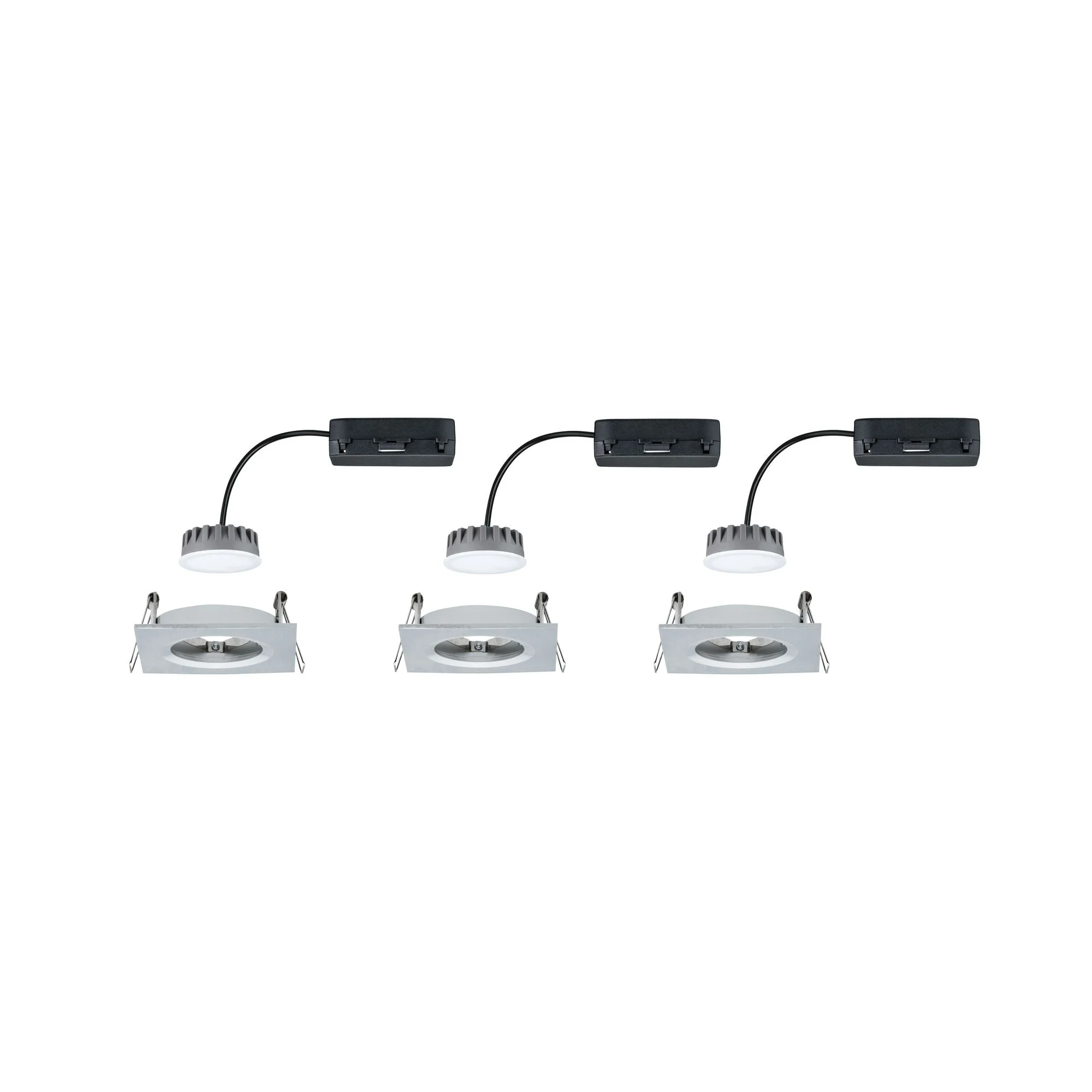 LED Einbauleuchte Nova Plus Coin Basisset starr IP44 eckig 78x78mm Coin 3x6W 3x470lm 230V dimmbar 2700K Alu gedreht - Image 5