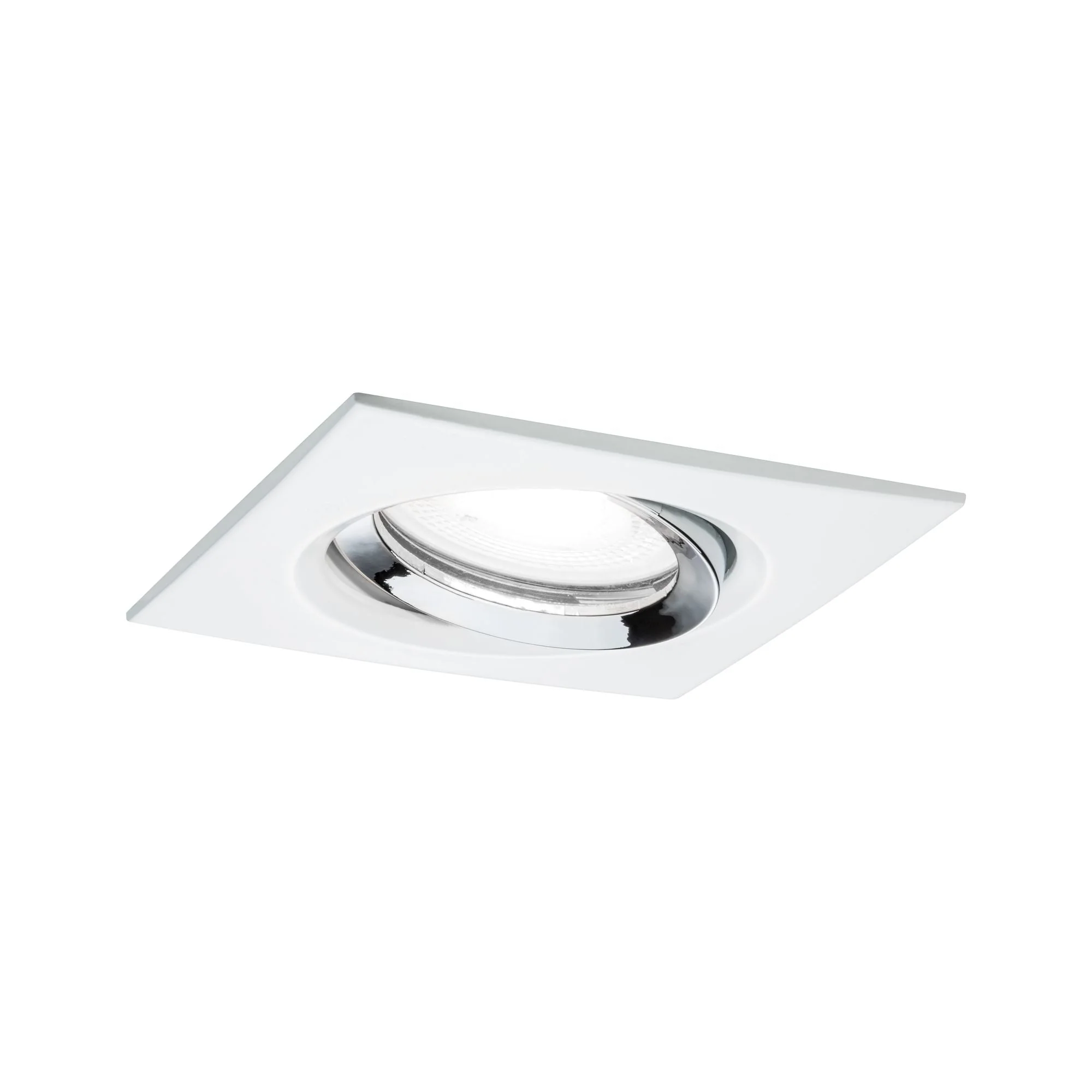 LED Einbauleuchte Nova Plus Einzelleuchte schwenkbar IP65 eckig 93x93mm 30° GU10 6W 470lm 230V dimmbar 4000K Weiß matt/Chrom