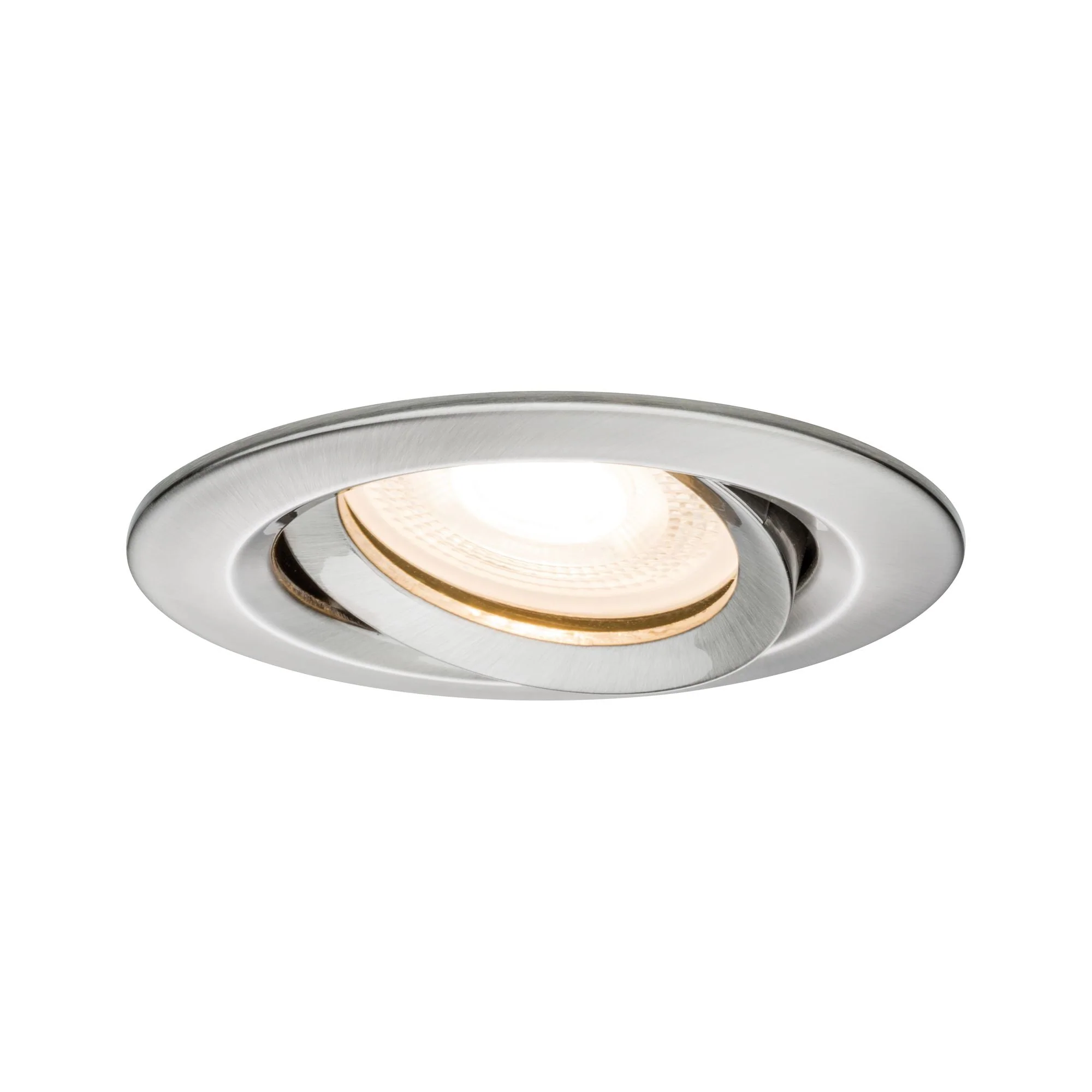 LED Einbauleuchte Nova Plus Einzelleuchte schwenkbar IP65 rund 93mm 30° GU10 7W 460lm 230V dimmbar 2700K Eisen gebürstet