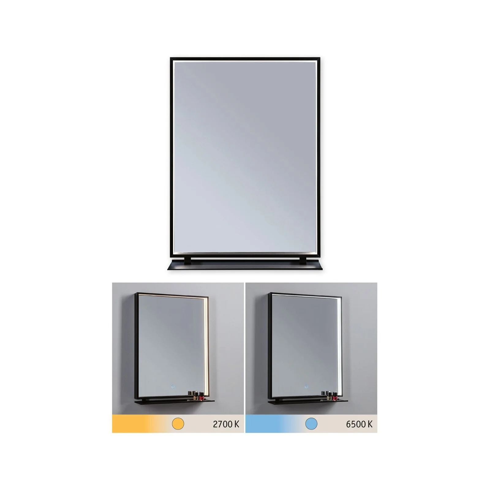 LED Leuchtspiegel Miro IP44 Tunable White 180lm 230V 11W Spiegel/Schwarz matt Spiegelleuchte