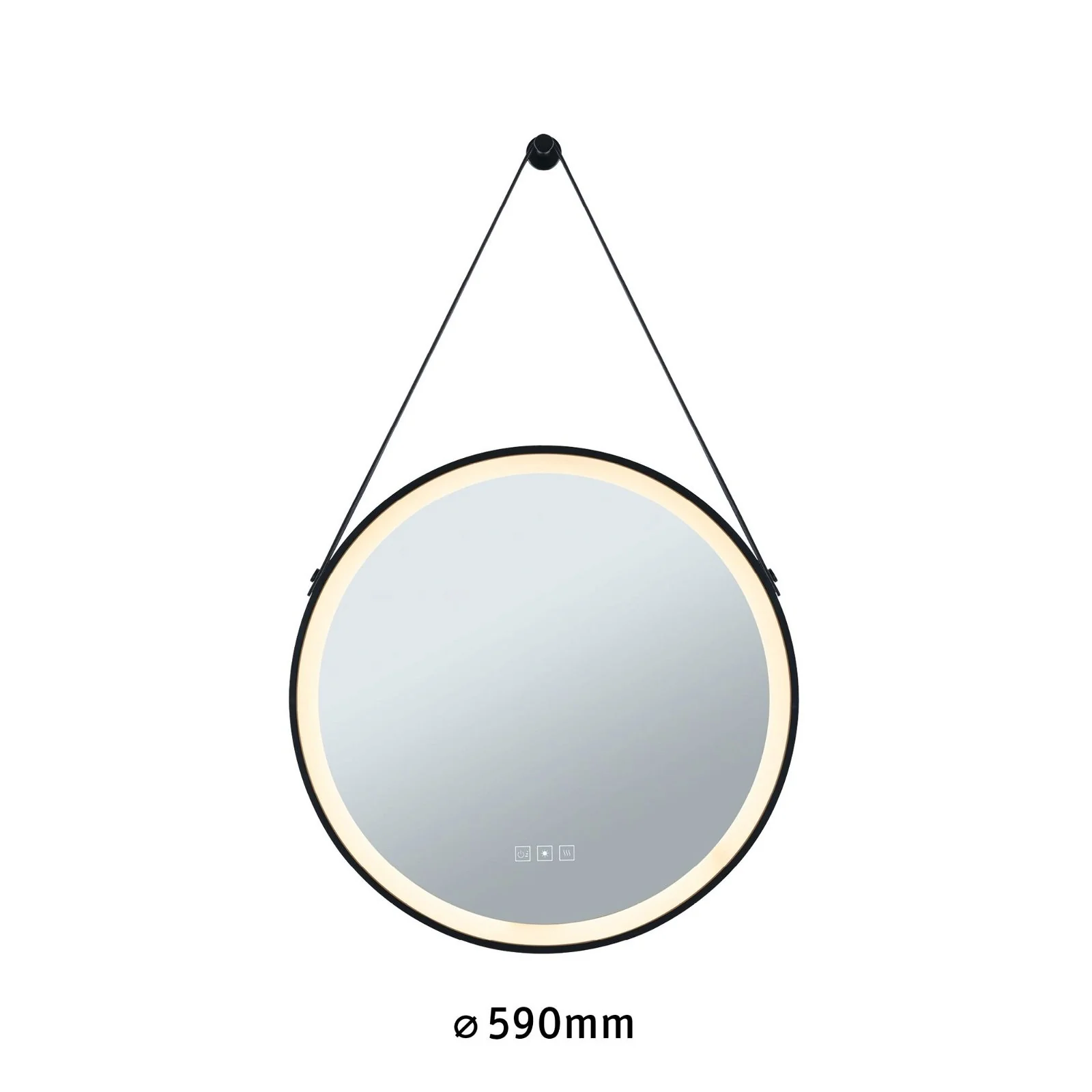 LED Leuchtspiegel Mirra IP44 White Switch 750lm 230V 11,5W dimmbar Schwarz/Spiegel Spiegelleuchte - Image 3