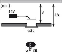 LED Möbeleinbauleuchten Micro Line Mini rund 35mm 5x0,4W 5x20lm 230/12V 2700K Eisen gebürstet - Image 2