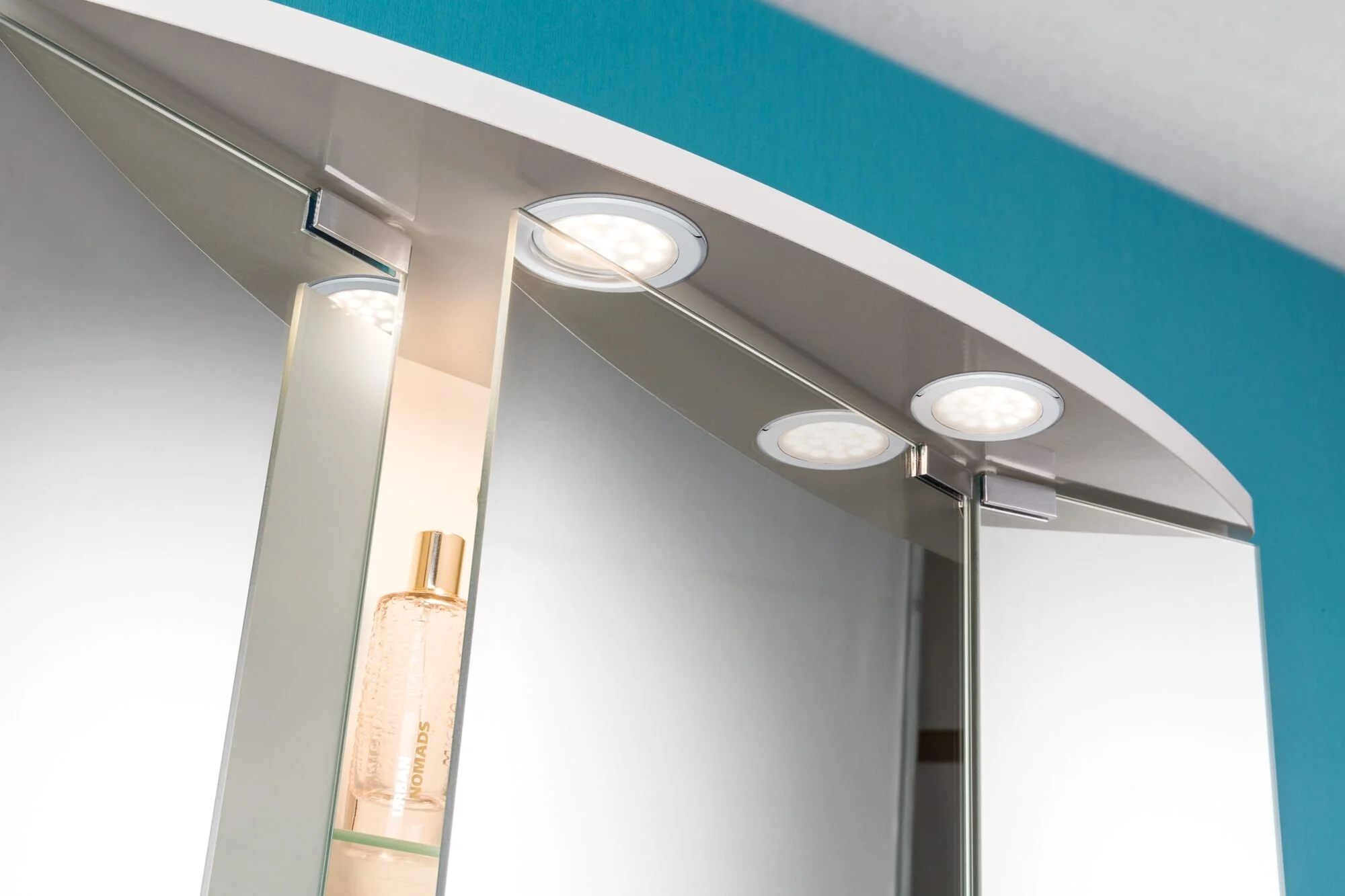 LED Möbeleinbauleuchten Spiegelschrank rund 65mm 2x2,5W 2x180lm 230/12V 3000K Chrom - Image 3