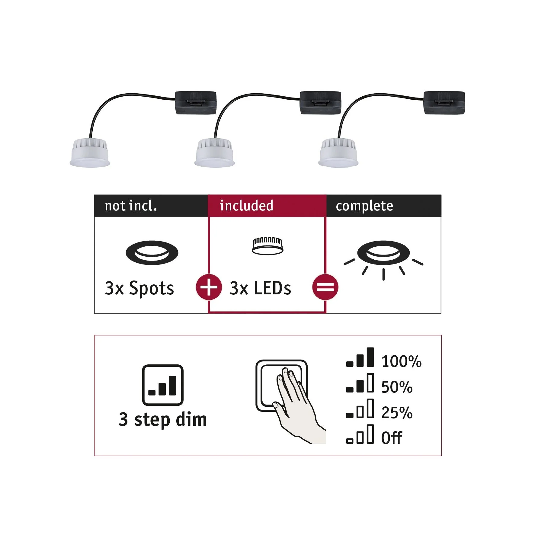 LED Modul Einbauleuchte Choose Coin 3er-Set rund 50mm Coin 3x6W 3x470lm 230V dimmbar 2700K Satin - Image 2