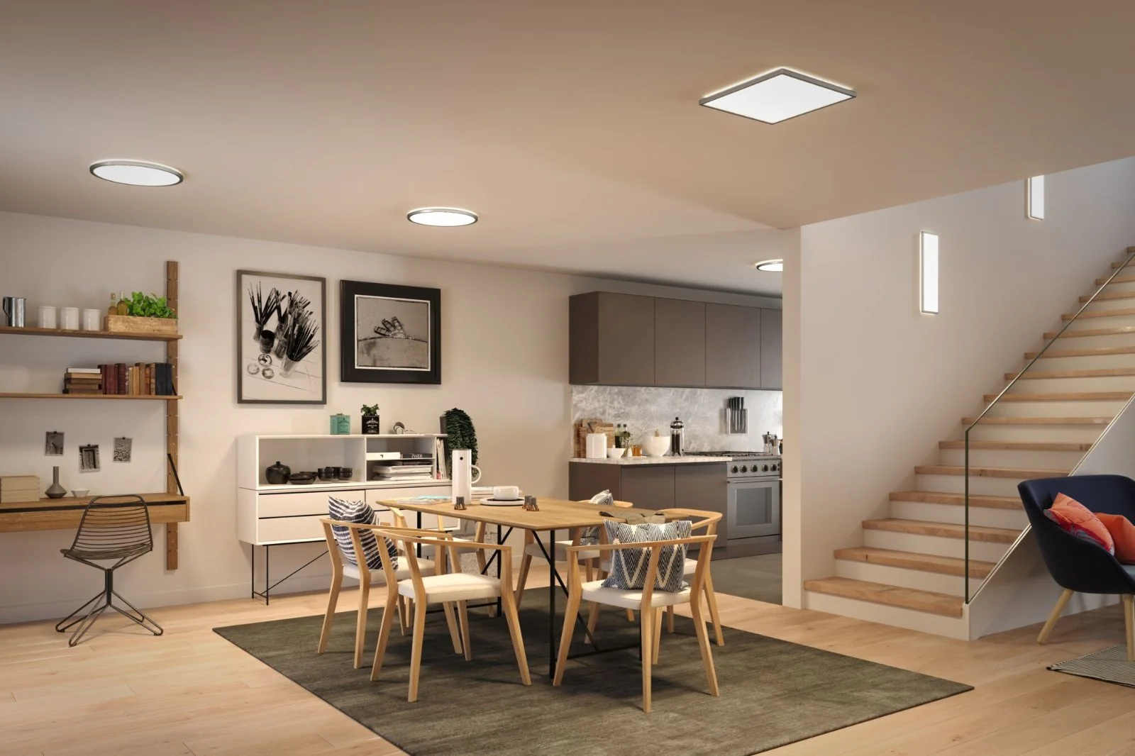 LED Panel Atria Shine 580x200mm 4000K Chrom matt Deckenlampe - Image 3