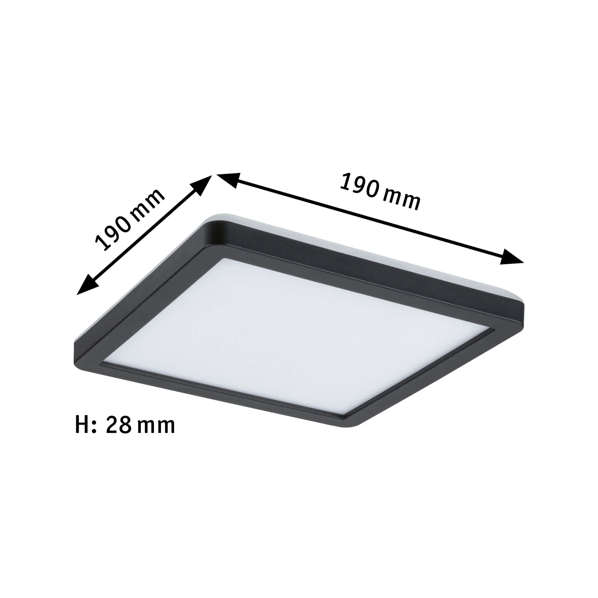 LED Panel Atria Shine Backlight eckig 190x190mm 11,2W 900lm 3000K Schwarz - Image 2