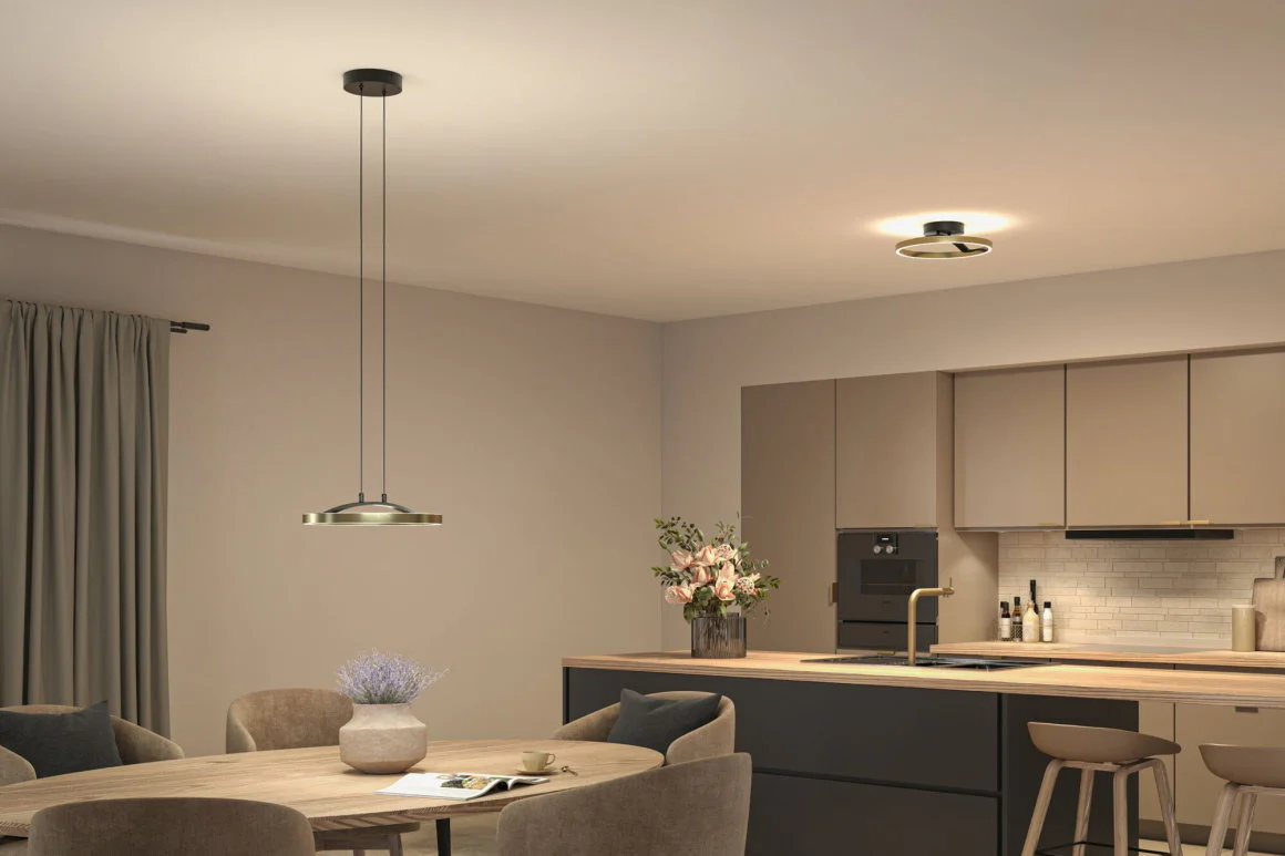 LED Pendelleuchte 3-Step-Dim Melira 2700K 1690lm 24W Schwarz matt/Gold - Image 3