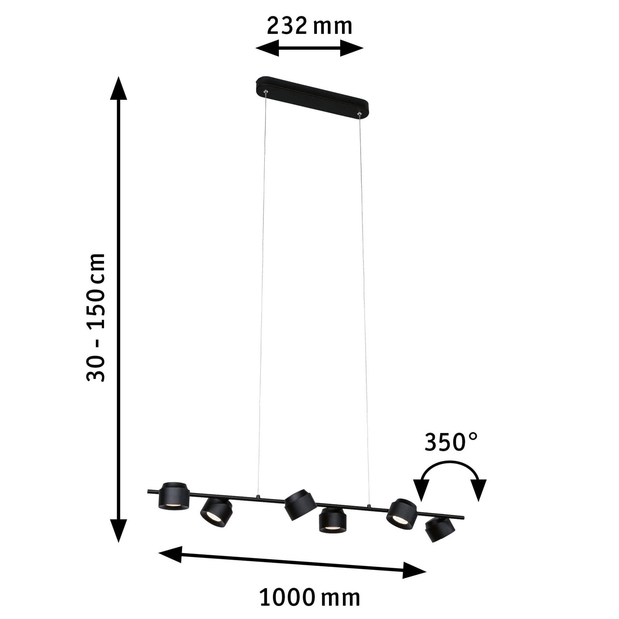 LED Pendelleuchte Puric Pane 2700K 6x350lm 6x4,5W Schwarz dimmbar - Image 2