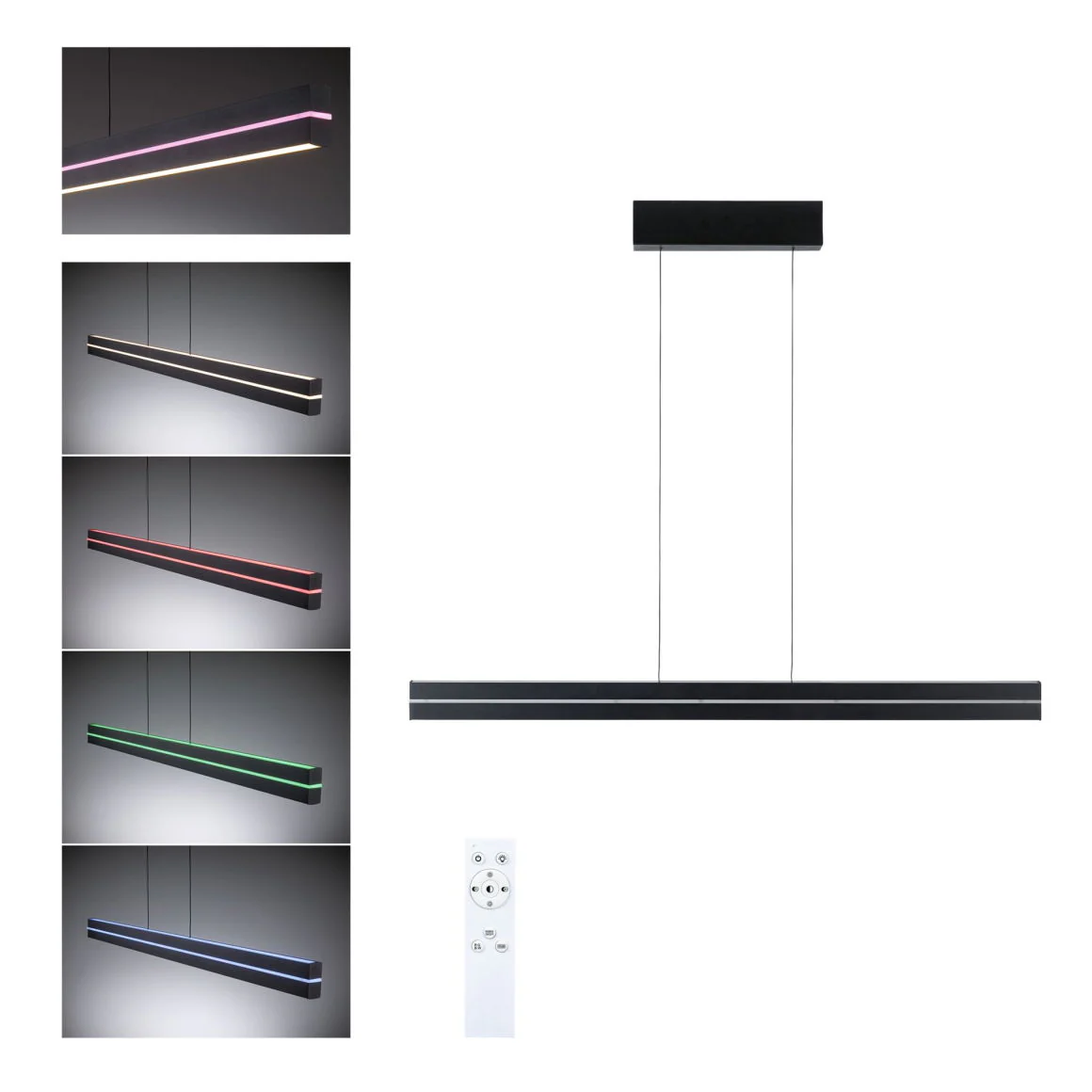 LED Pendelleuchte Raiko RGBW+dimmbar 2300lm / 370lm 19W / 6W Schwarz - Image 2