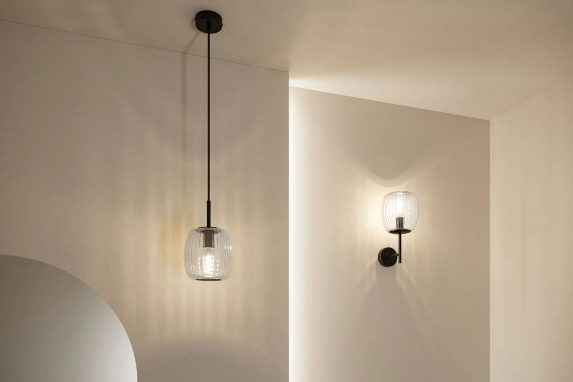 LED Pendelleuchte Ruya  E14 max. 20W Glas/Schwarz matt - Image 5