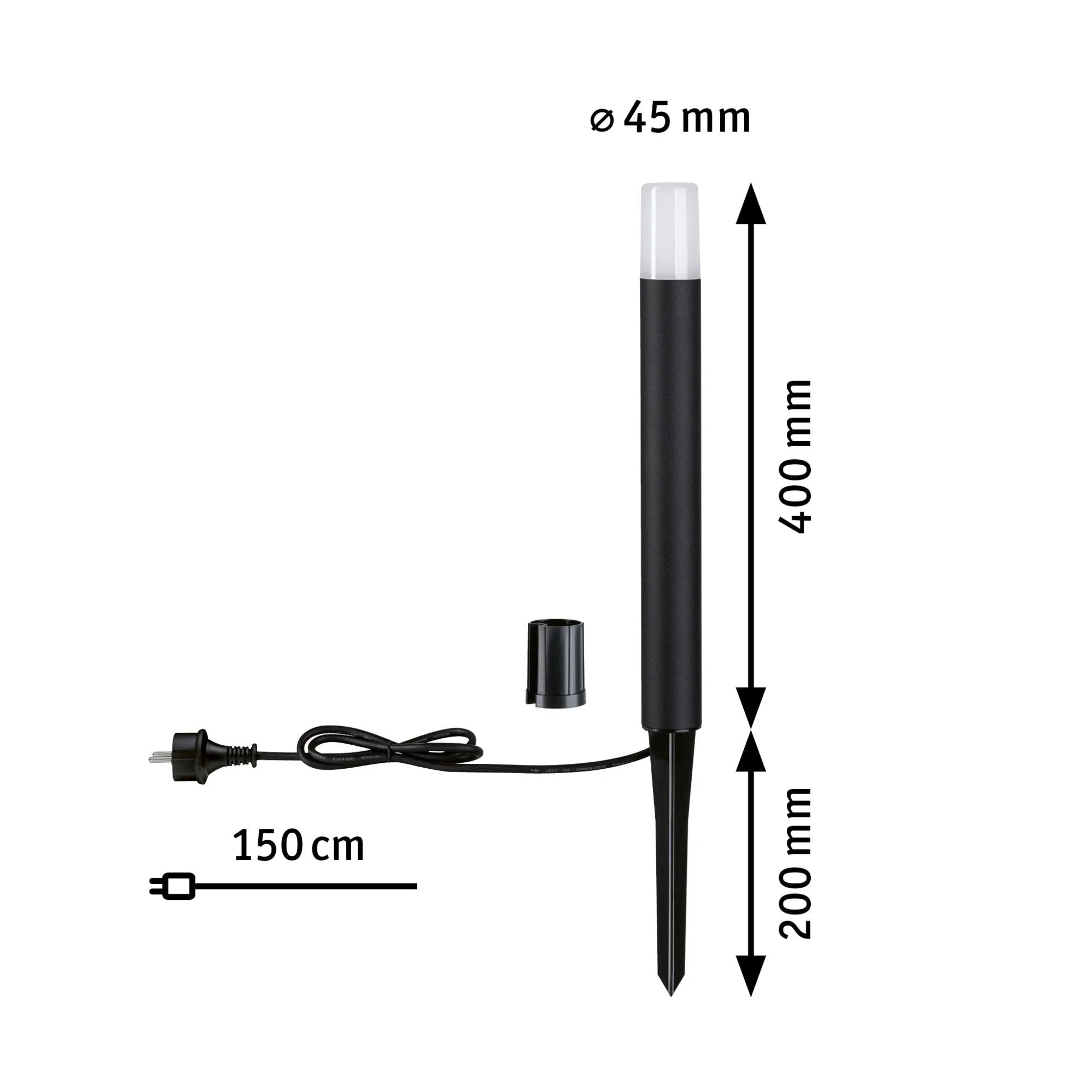 LED Pollerleuchte Flarea IP65 400mm 3000K 3,1W 280lm 230V Schwarz Aluminium - Image 2